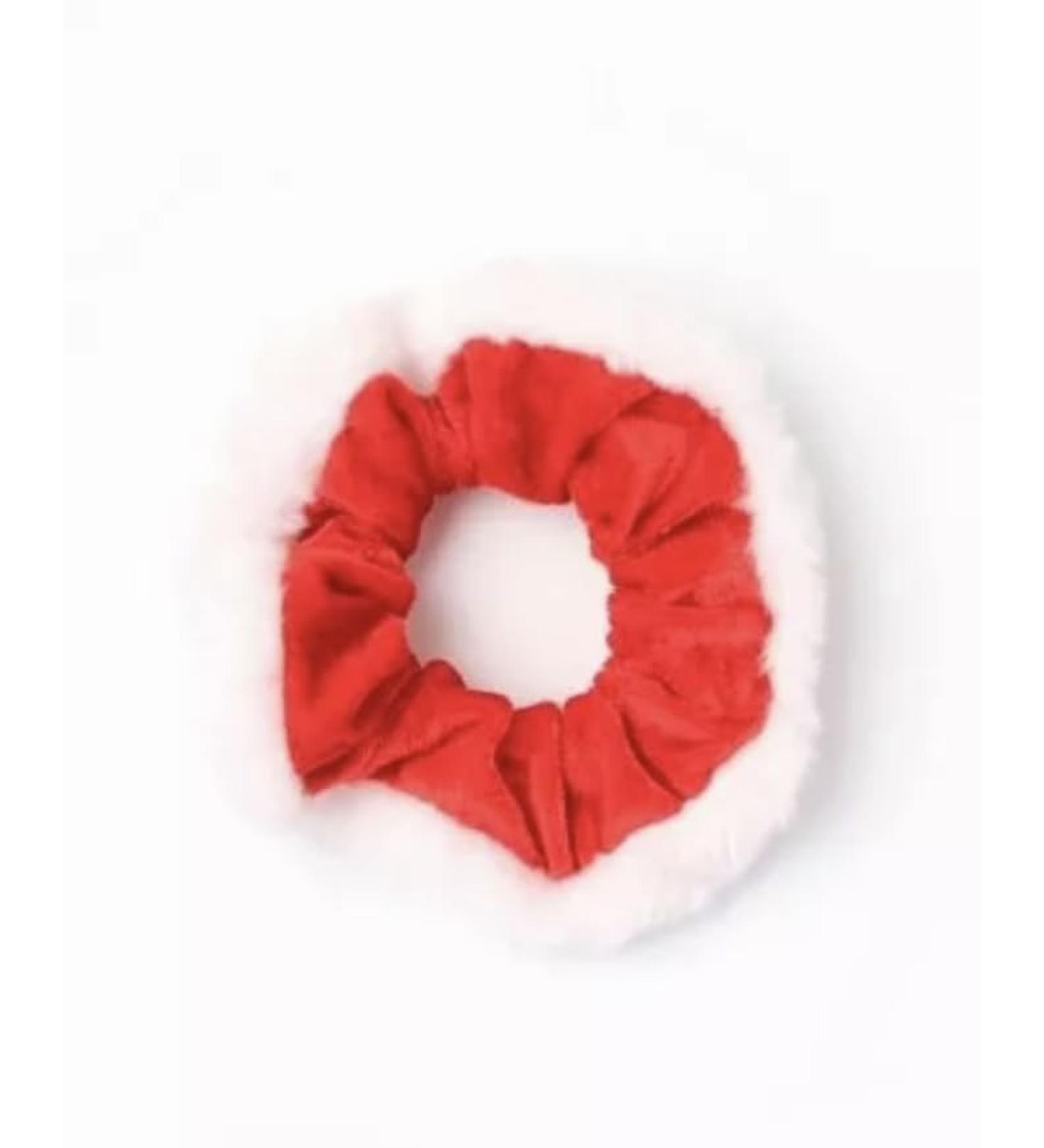 Christmas Santa Hair Scrunchie Hair Tie Red and White Furry Santa Hairband