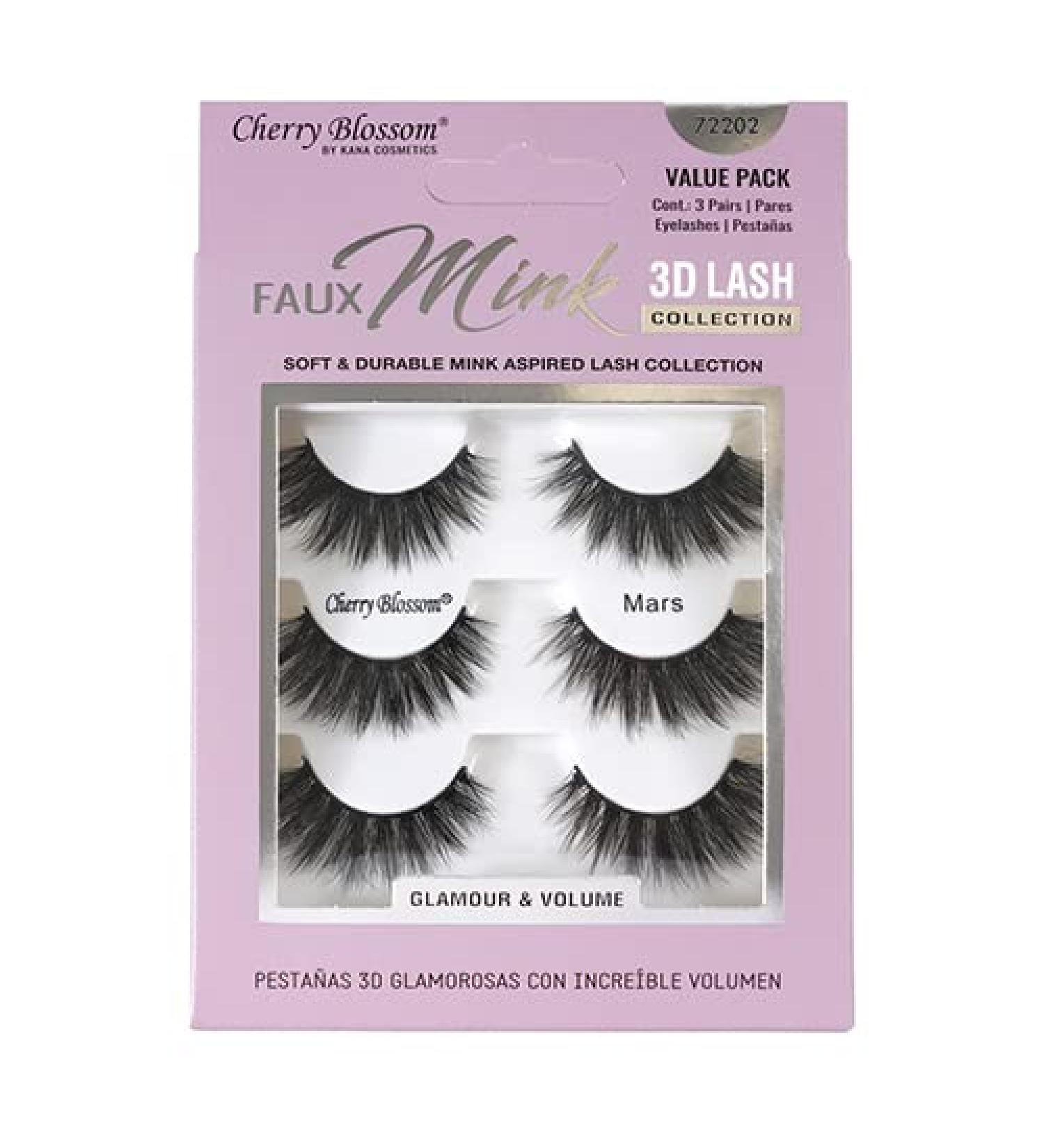 Cherry Blossom Faux Mink 3D Eyelashes 3 Pairs (1 PACK Mink 72202)