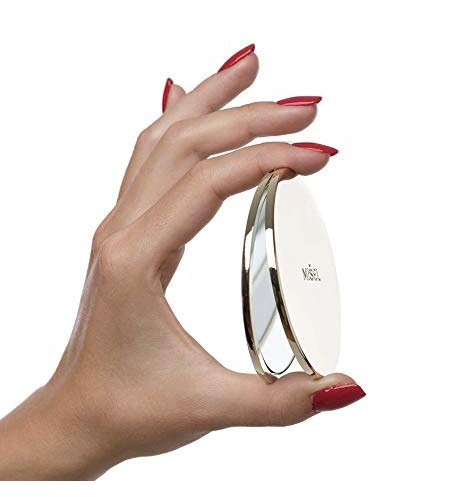 MI EL Gold Metal Magnifying Compact Mirror - Double Sided Handheld for Crisp Magnification. Ideal for Purses & Travel - Buy Online on GoSupps.com