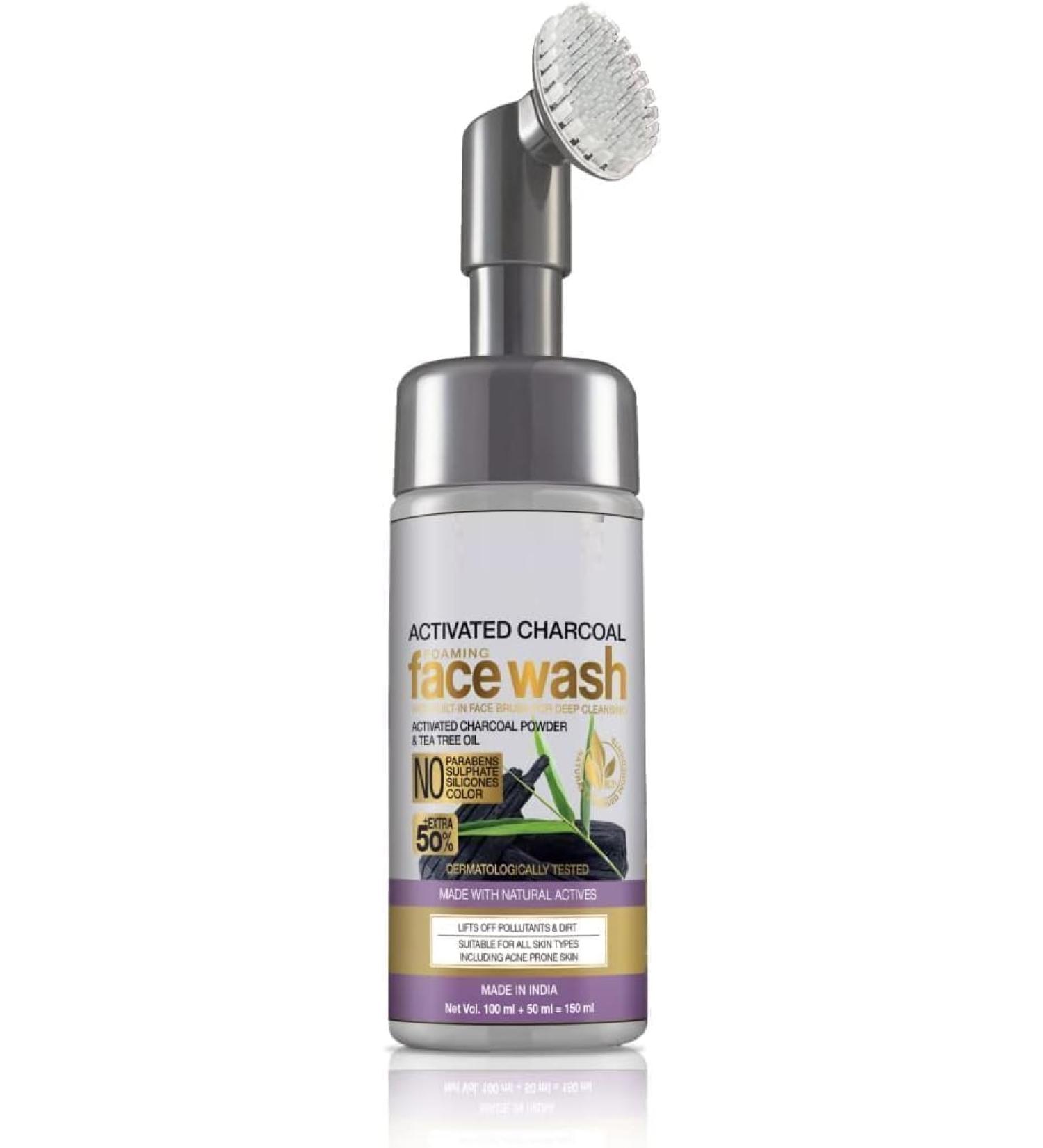 DK Skin Science Charcoal Foaming Cleanser with Integrated Facial Brush for Deep Cleansing Paraben Sulfate Silicone and Colour Free 100 ml - Buy Online on GoSupps.com