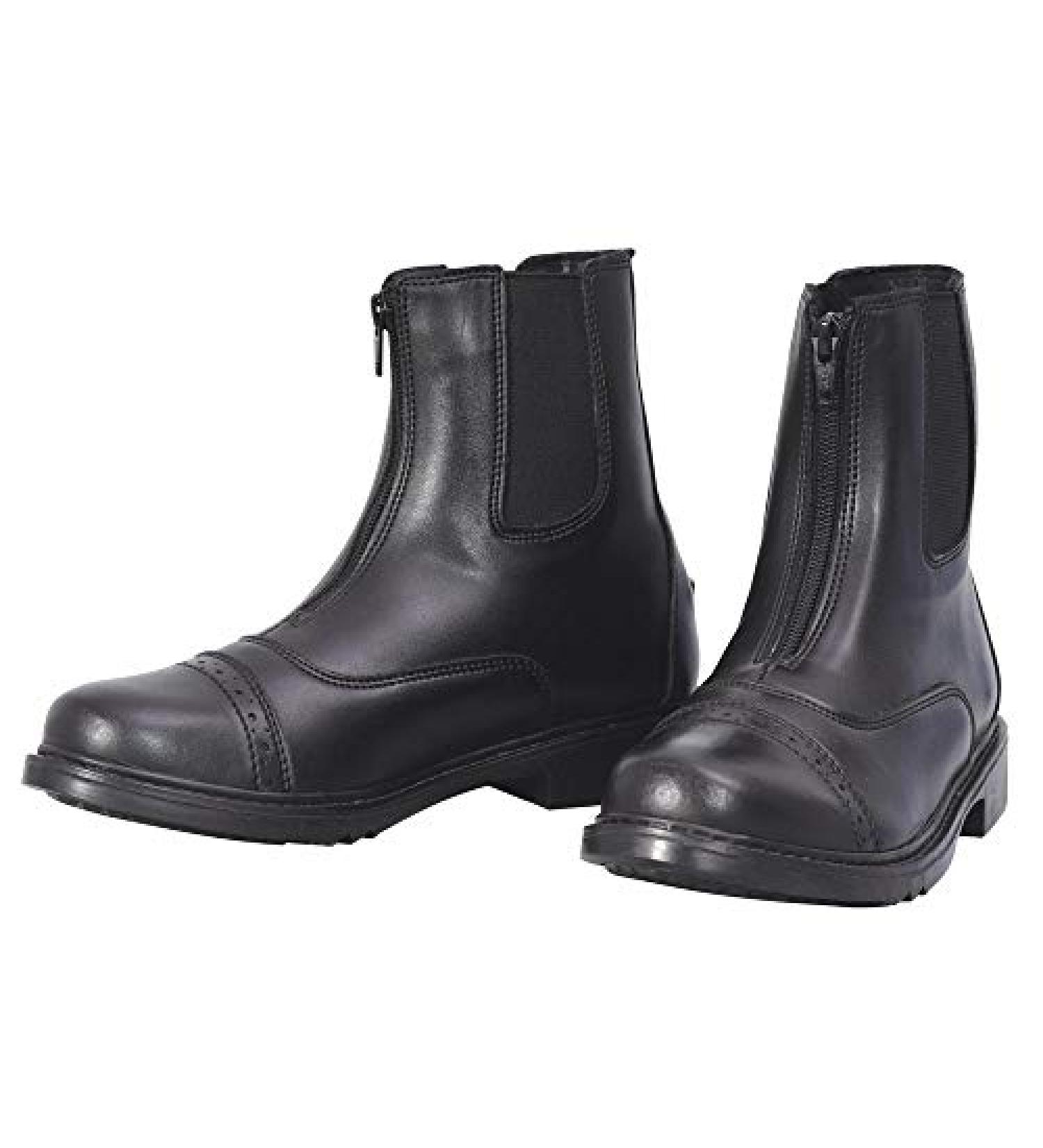 TuffRider Ladies Starter Front Zip Paddock Boots + FREE Assorted Striped Socks - Size 8, Black - Buy Online on GoSupps.com