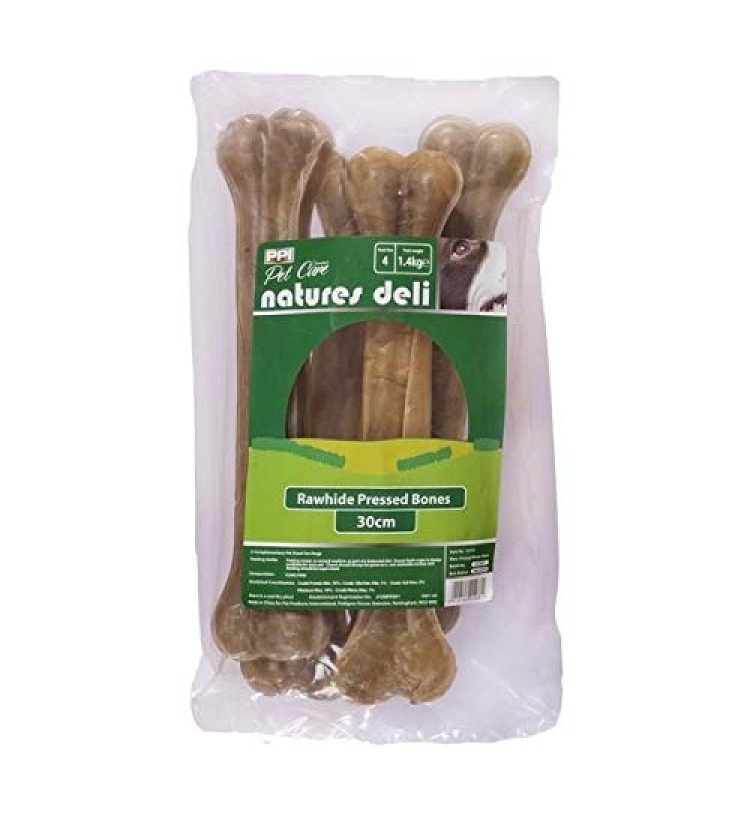 PPI Rawhide Pressed Bones (Size: 30cm x 4) Pack Of 4