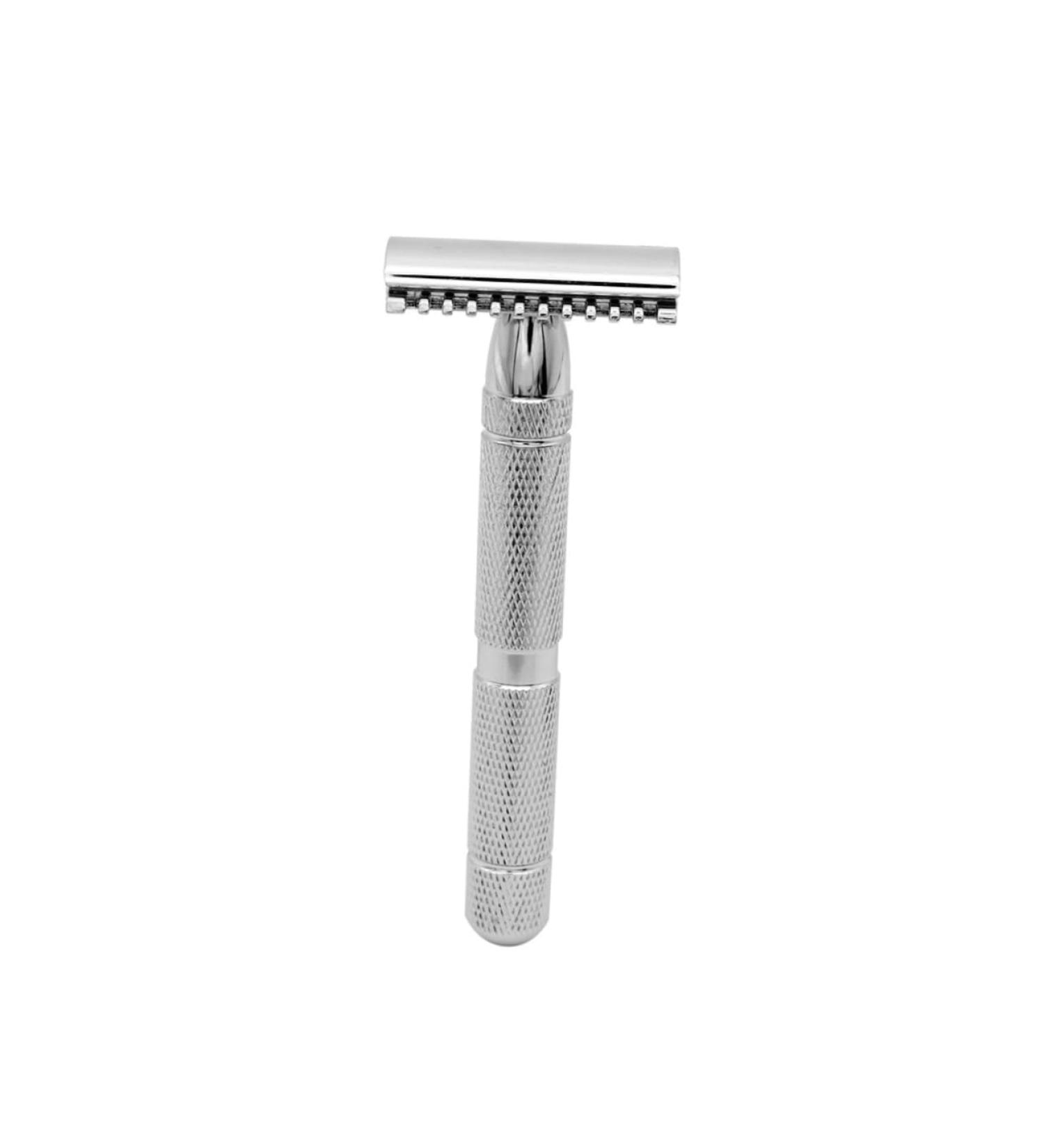Shop Minkissy Steel Safety Razor - Structured Design Double Edge Razor for Men | Quality Wooden Handle Perfect for Smooth Shaving - Buy Online on GoSupps.com