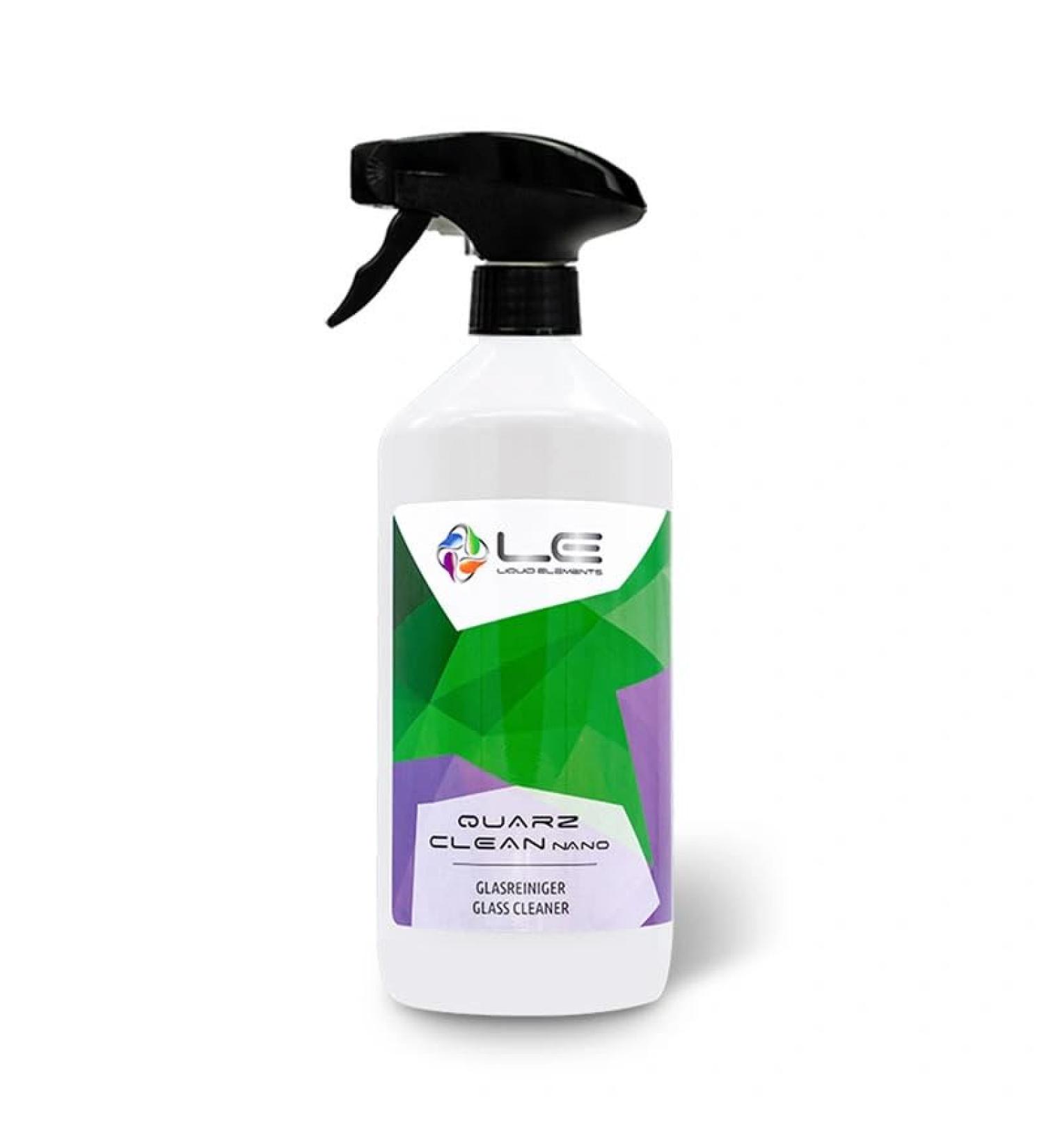 Liquid Elements - Quartz Clean nano glass cleaner car 1 liter - powerful cleaner for slices glasses & mirrors - Strip -free disc cleaner including sealing