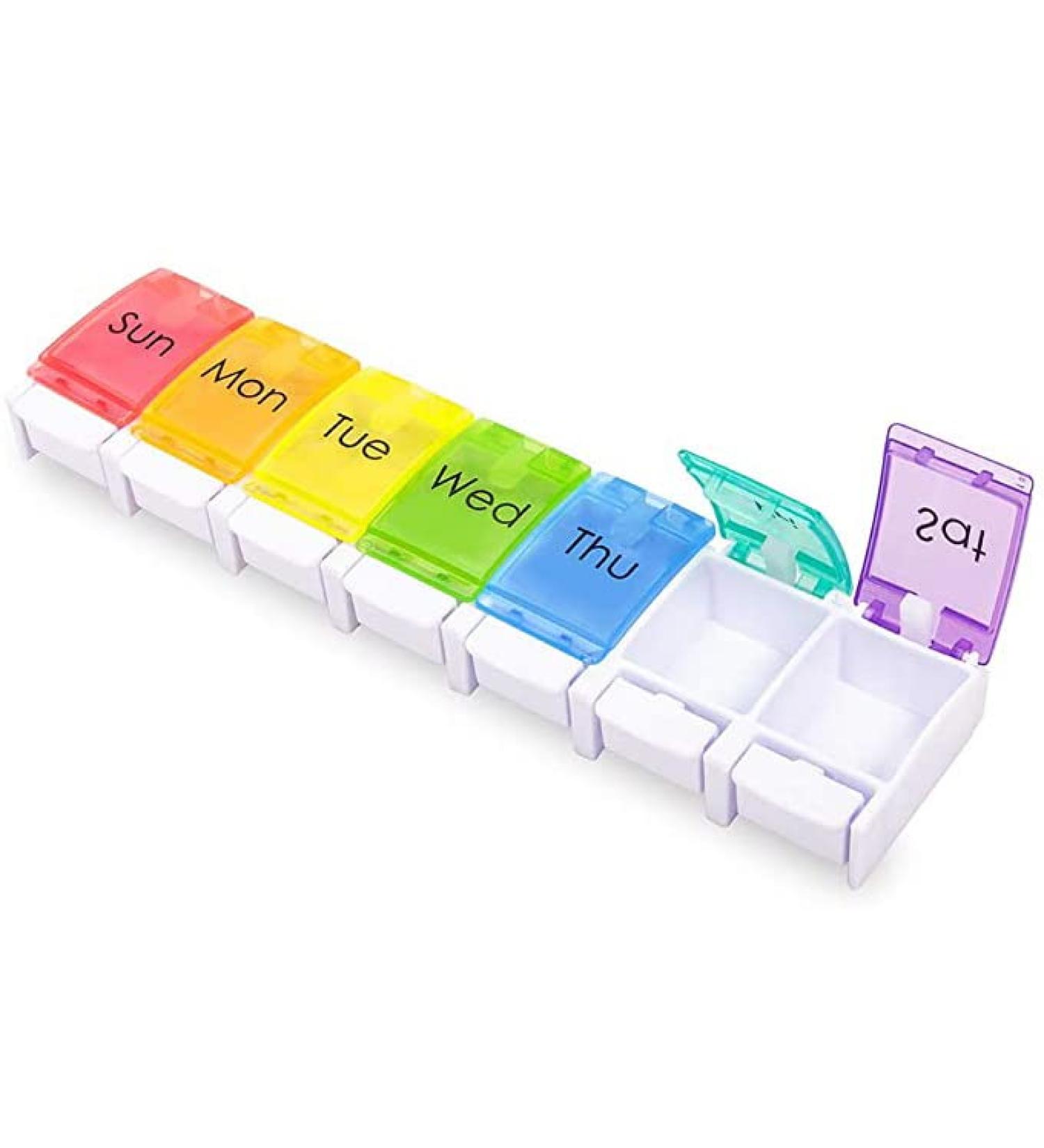 Large Weekly Pill Organizer - BPA Free XL 7 Day Pill Box for Vitamins Fish Oils & Supplements - Buy Online on GoSupps.com