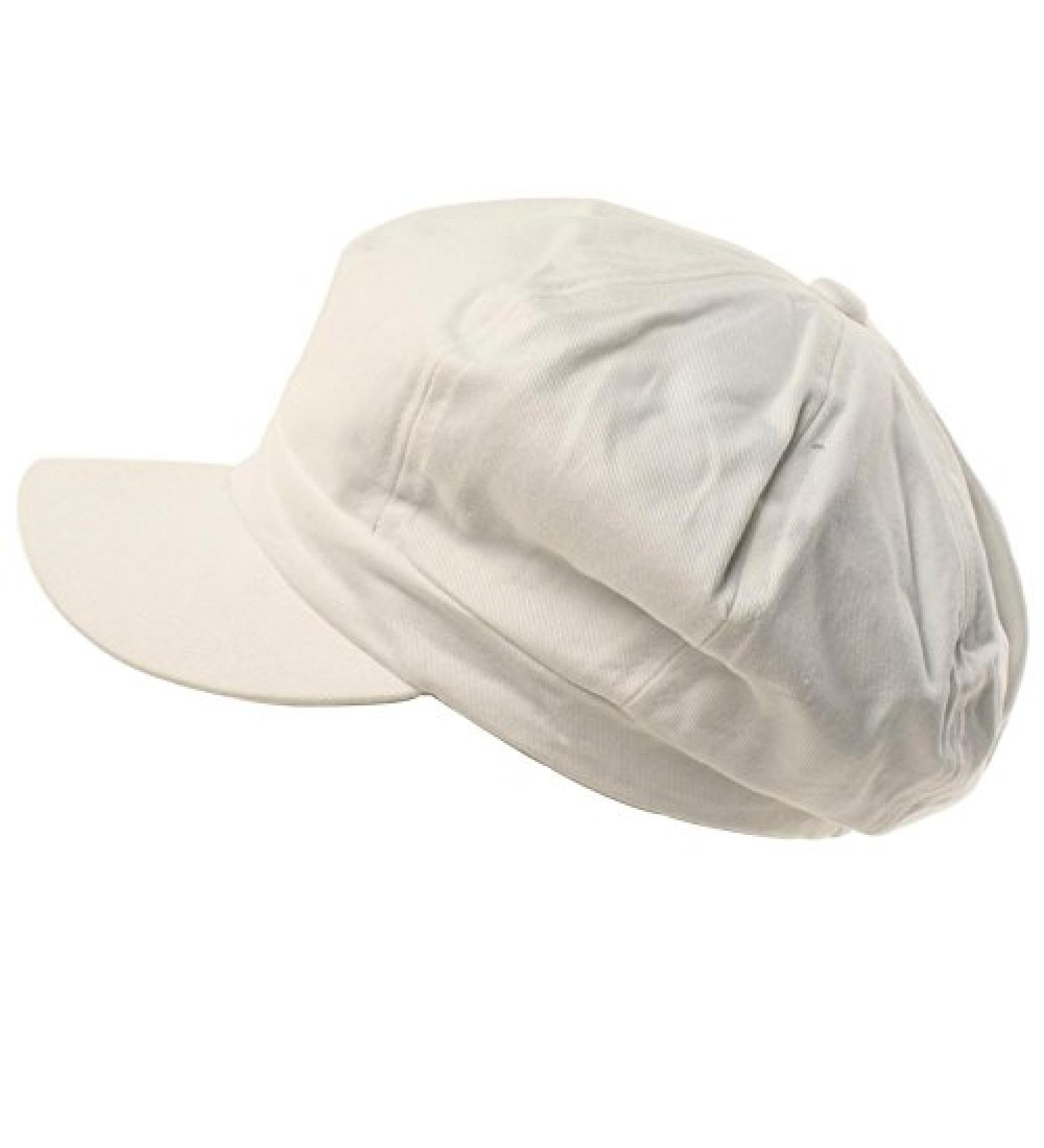 Summer 100% Cotton White Newsboy Gatsby Cabbie Cap - Plain Blank 8 Panel Hat - Buy Online on GoSupps.com