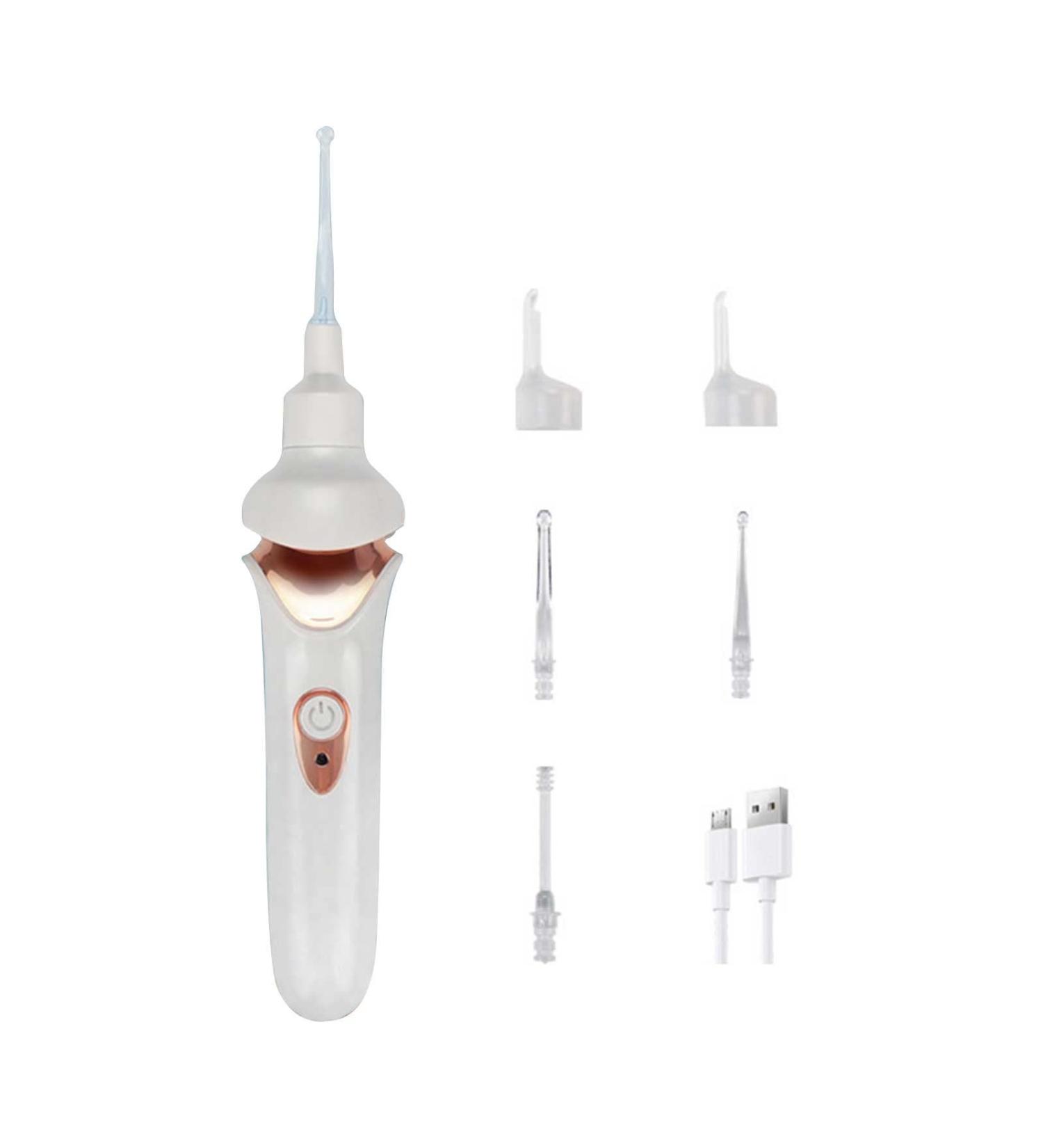 Ear Wax Vacuum Removal Electric Ear Cleaner with Light Vacuum Suction Ear Cleaning Kit USB Charging Ear Wax Remover Ear Wax Sucker for Kids Adults with LED Light Beauty Skin Care (B One Size) B One Size