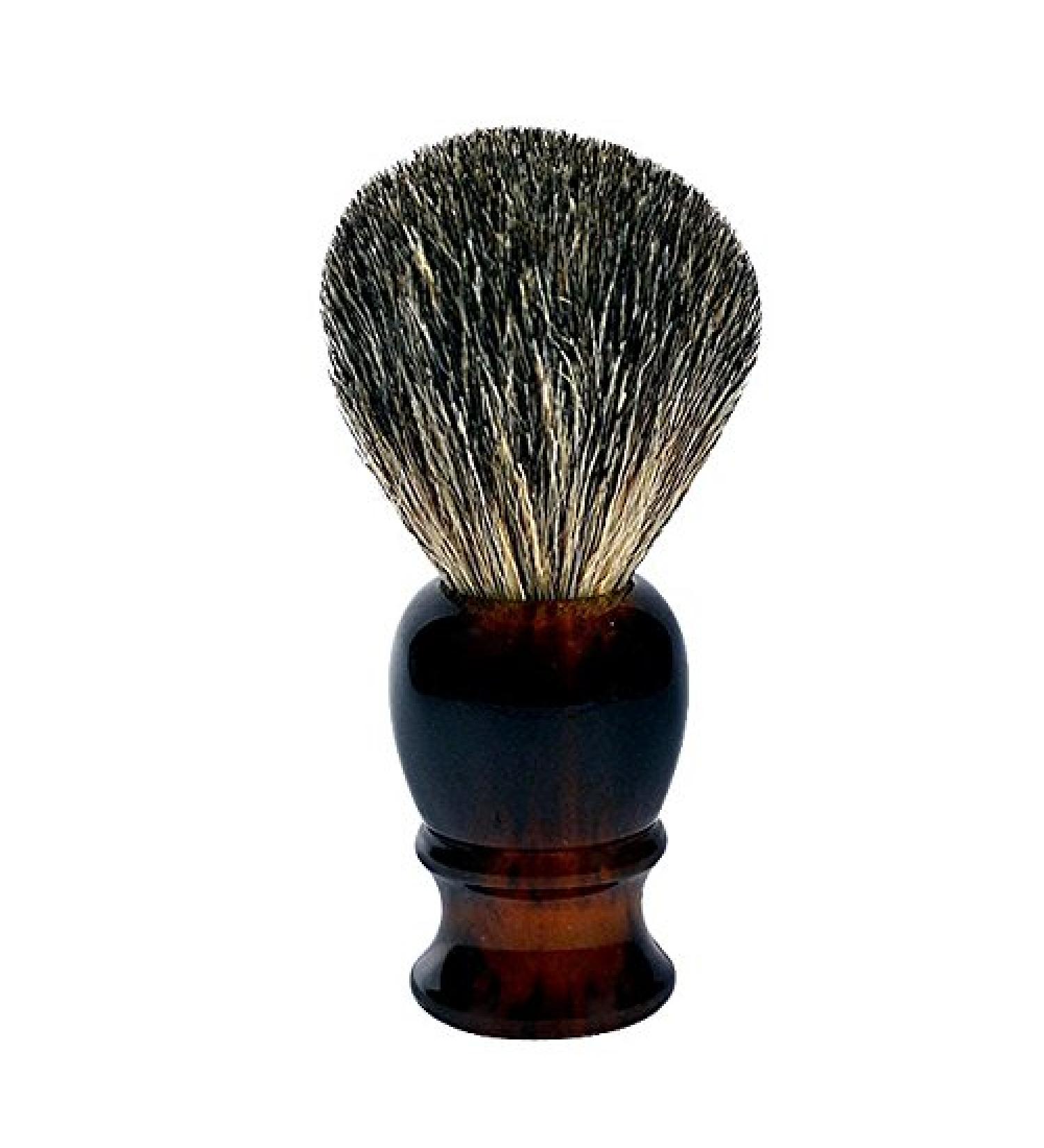 black badger shaving brush with imitation tortoise handle