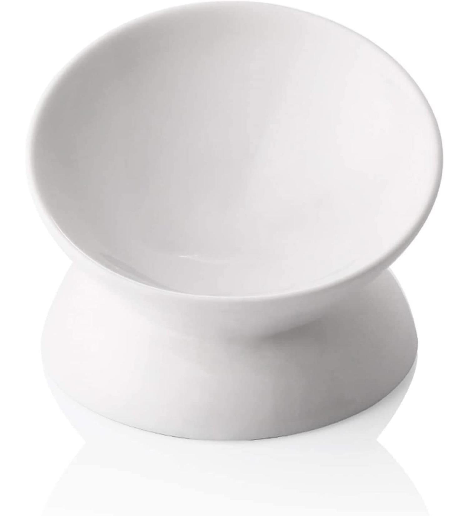 KITCHENLESTAR Ceramic Raised Cat Bowls - Slanted Elevated Porcelain Feeder Bowl for Cat's Spine Health - Backflow Prevention, Stress-Free Feeding - White - Buy Online on GoSupps.com