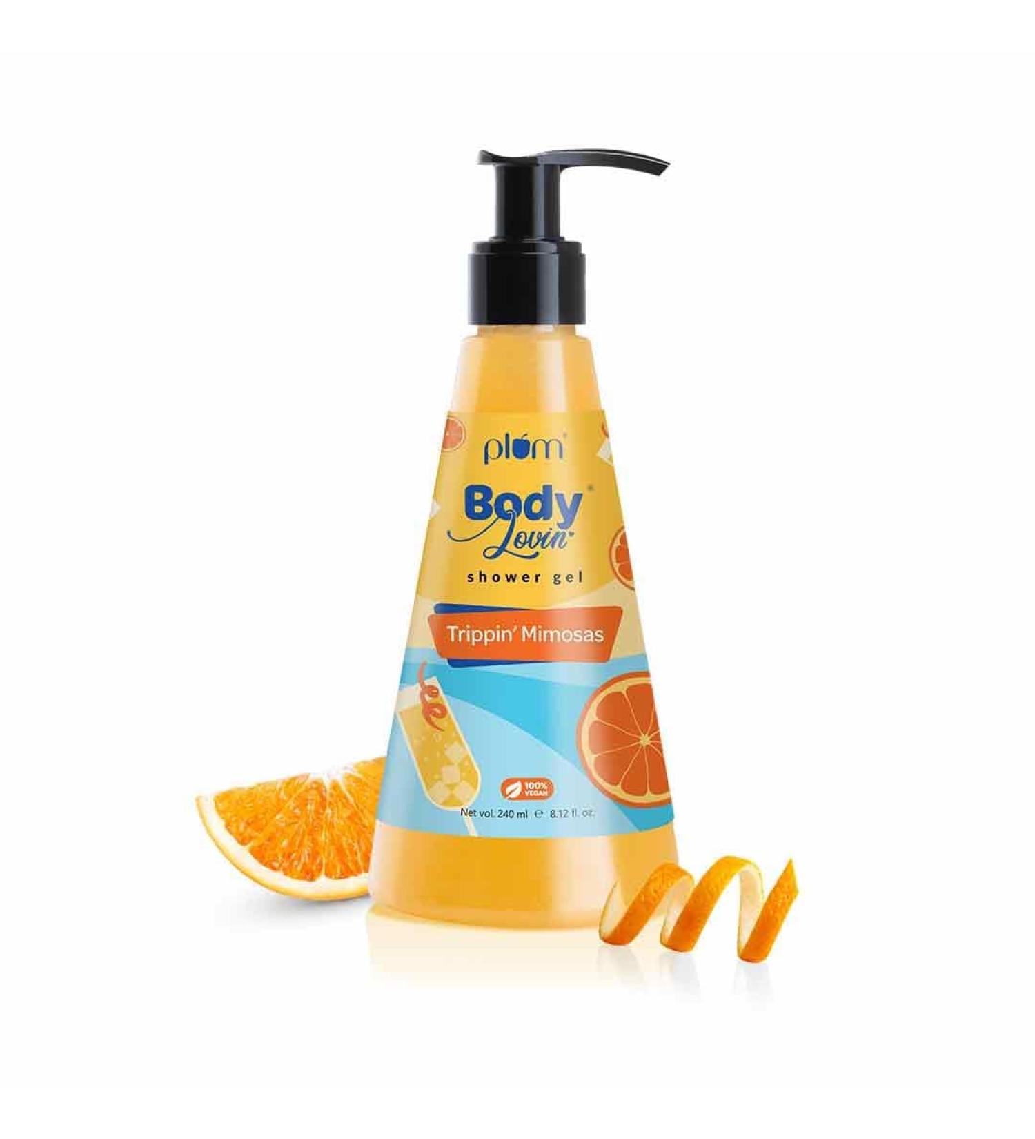 Pl.um BodyLovin Trippin Mimosas Shower Gel - SLS-Free Body Wash for Women | Nourishing Aloe Infused Cleanser | Fresh Citrusy Fragrance | 240 ml - Buy Online on GoSupps.com