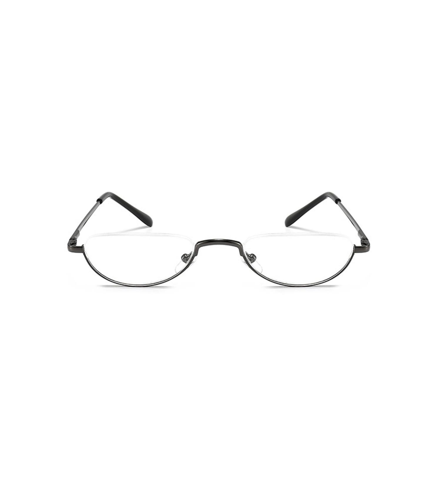 Retro Half Moon Reading Glasses for Men & Women | Lightweight Metal Half Frame Reader | Anti Eyestrain | Black 1.5x - Buy Online on GoSupps.com