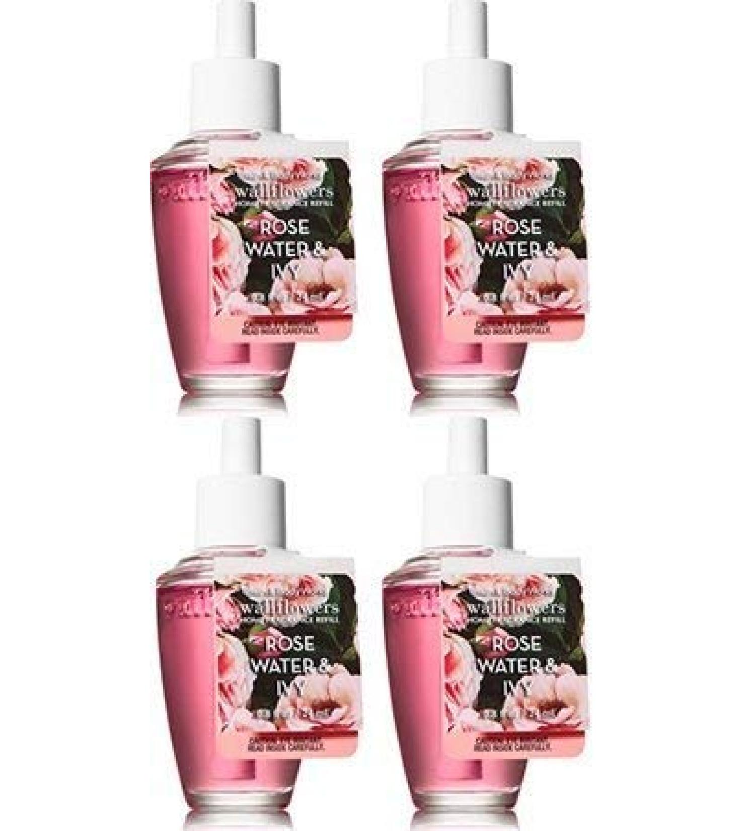 Bath and Body Works 4 Pack Rose Water and Ivy Fragrance Refill. 0.8 Oz.