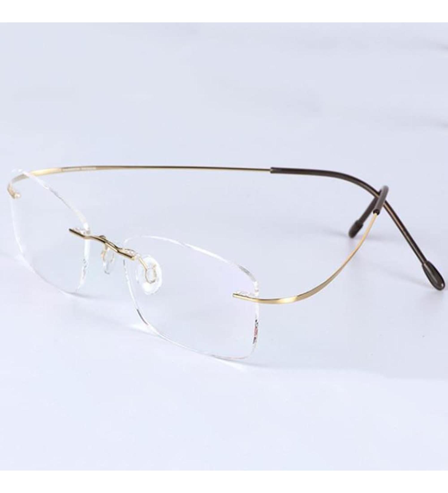 Buli 1.00 Titan Reading Glasses - Ultra-Light Invisible Computer Glasses for Men in Gold (+3.5) - Buy Online on GoSupps.com