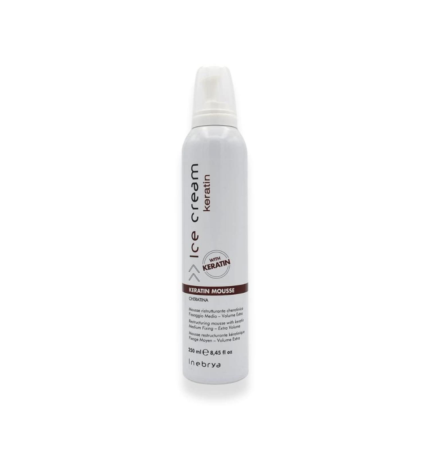 Inebrya Keratin Hair Mousse 8.5 oz | Restructuring & Extra Volume | Medium Fixing Mousse for All Hair Types - Buy Online on GoSupps.com