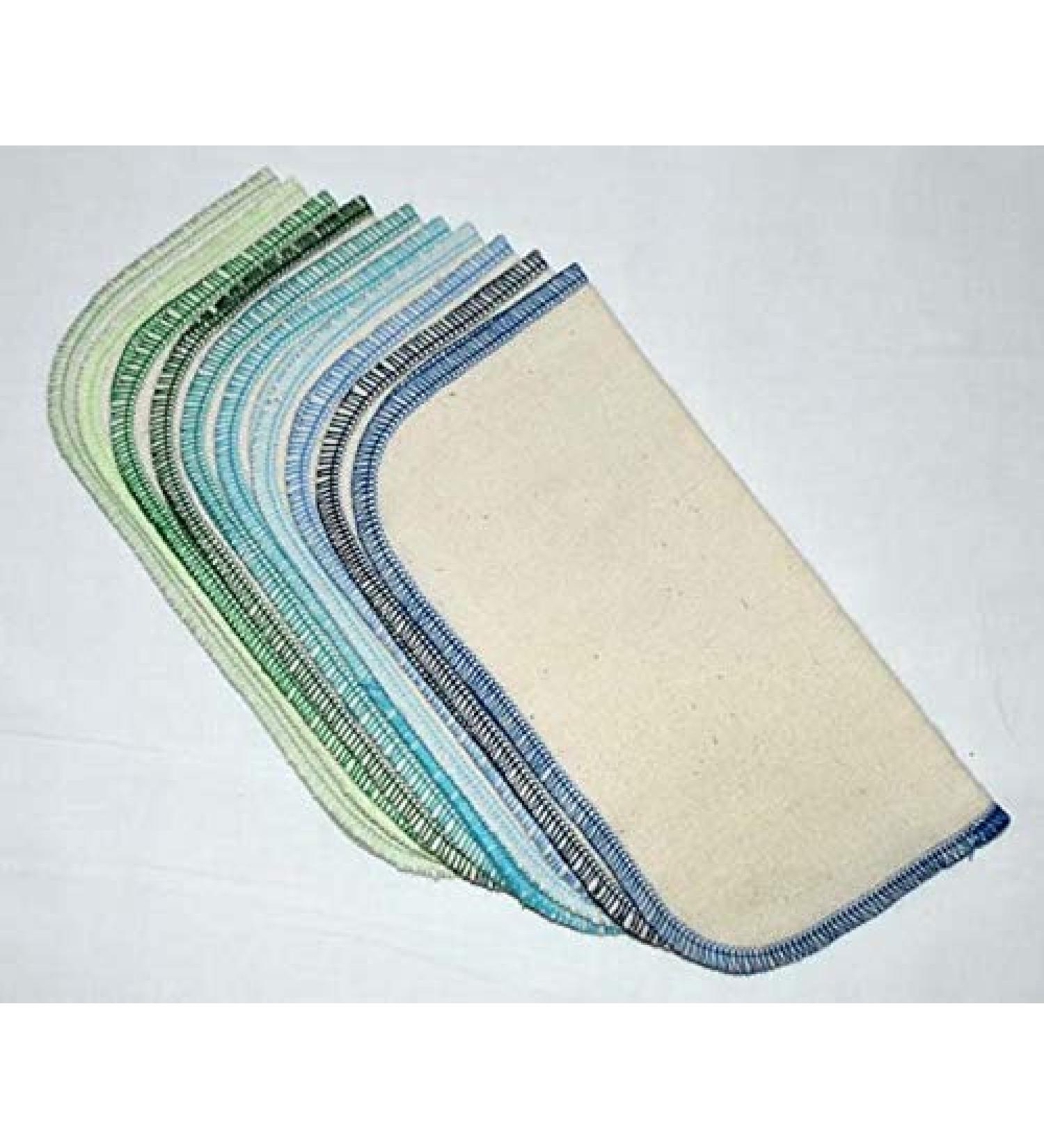 Organic 1 Ply Flannel Baby Wipes Set of 10 - 8x8 Inches (Blues/Greens) - Buy Online on GoSupps.com