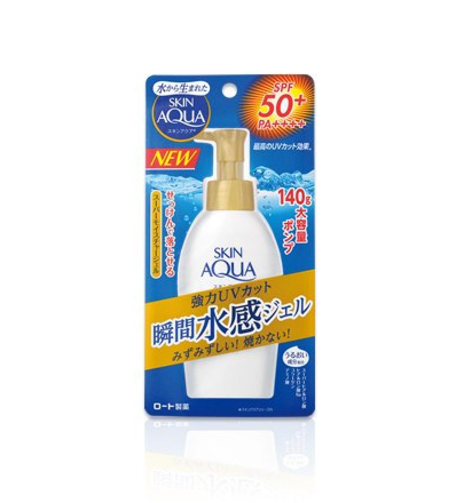Skin Aqua Rohto New Sunscreen Super Moisture Gel SPF50+/PA+++ 140g (Green Tea Set)