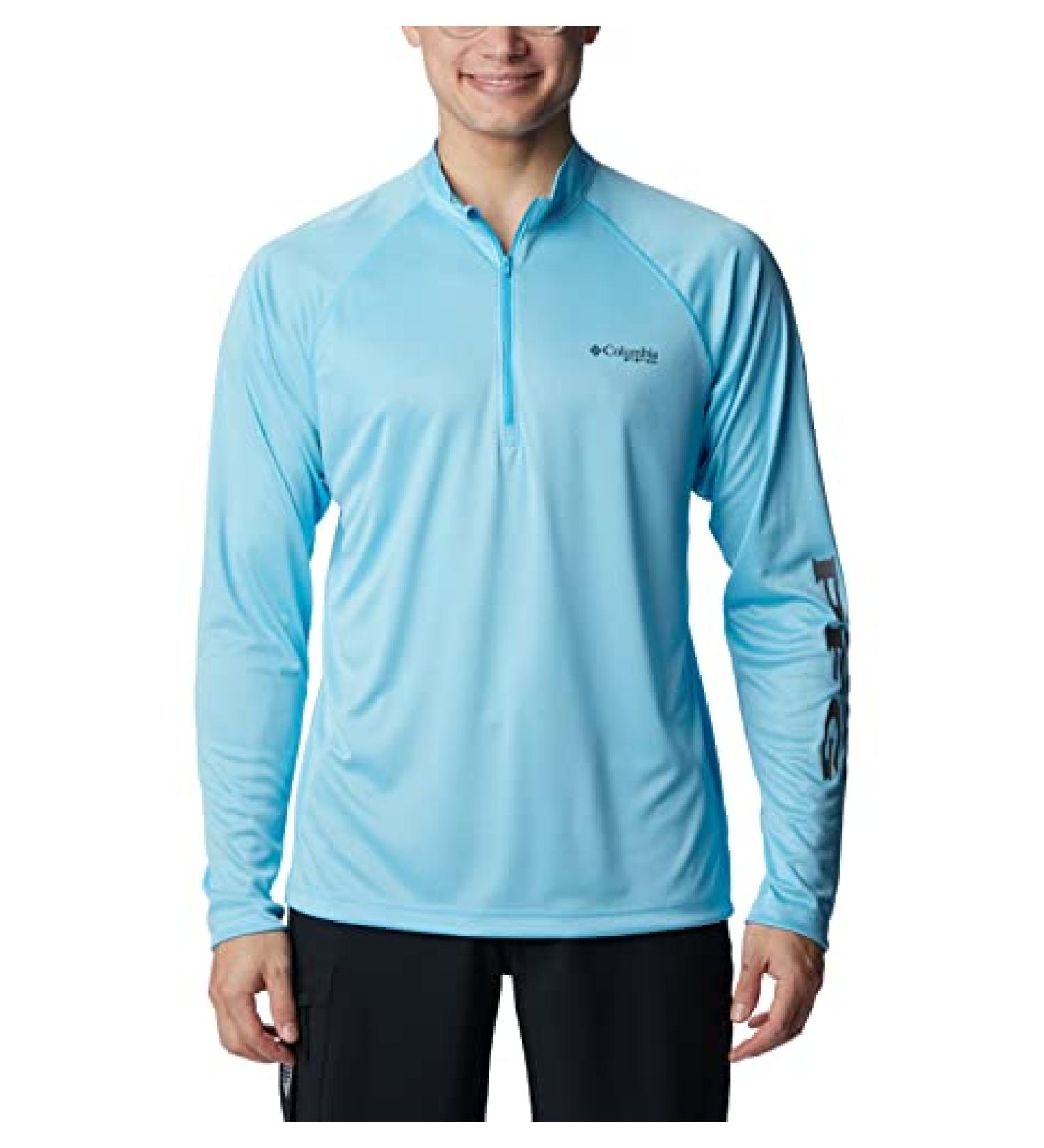 Columbia Men's Terminal Tackle 14 Zip Shirt - Riptide HeatherCity Grey - Medium - Buy Online on GoSupps.com