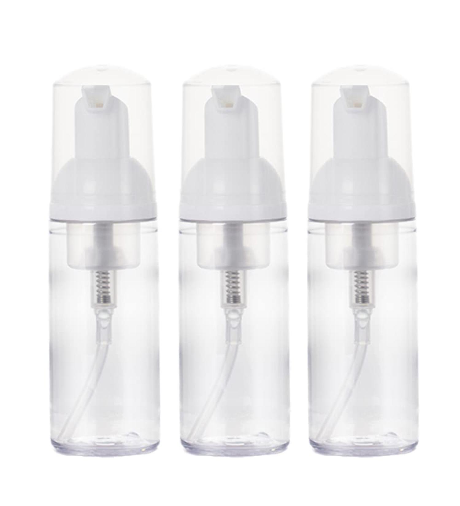 3pcs Travel Foaming Pump Bottles - 1.7 Oz Clear Empty Dispenser for Soap, Face Wash, Cleanser - Buy Online on GoSupps.com