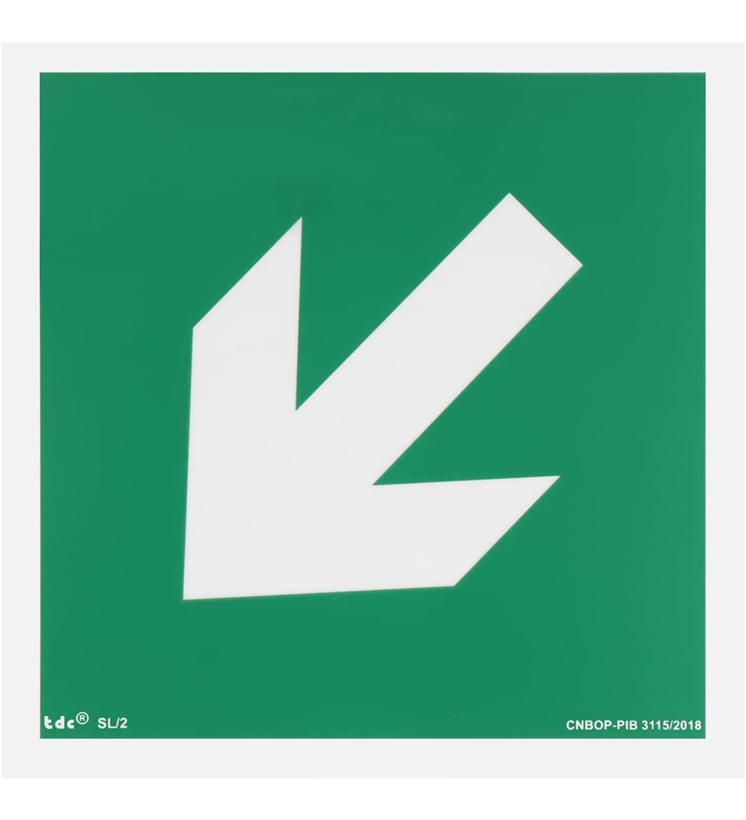 Notlok Safety Work Emergency Exit Sign | Illuminating 15x15 cm | PVC with Foam Adhesive | Compliant with DIN EN ISO 7010 & DIN 67510 | Escape Path Sign with Diagonal Arrow - Buy Online on GoSupps.com