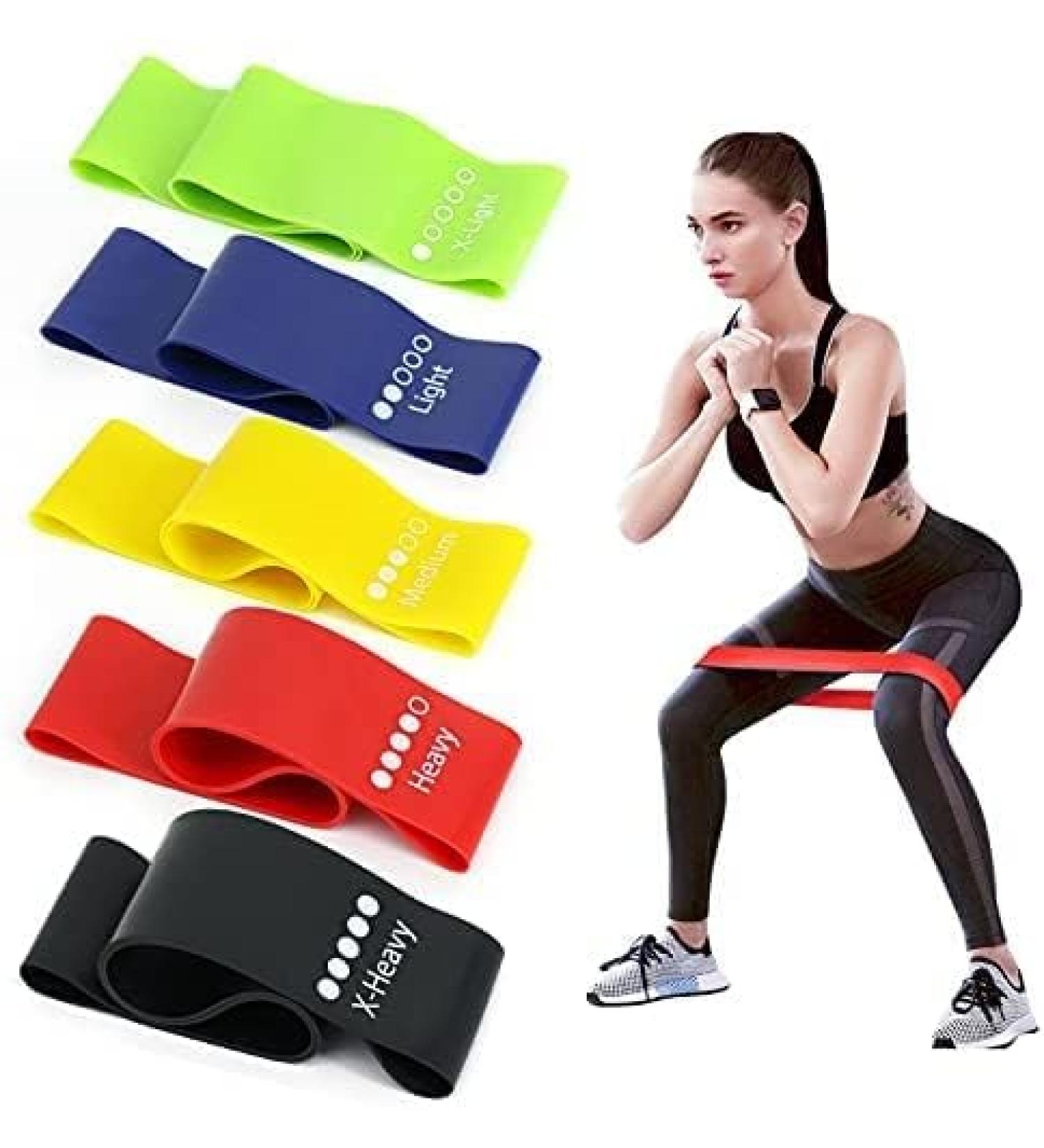 Buy Fitness Straps 5er Set - Loop Bands & Resistance Tapes for Muscle Building Yoga & CrossFit | Natural Latex Gymnastics Bands - Buy Online on GoSupps.com