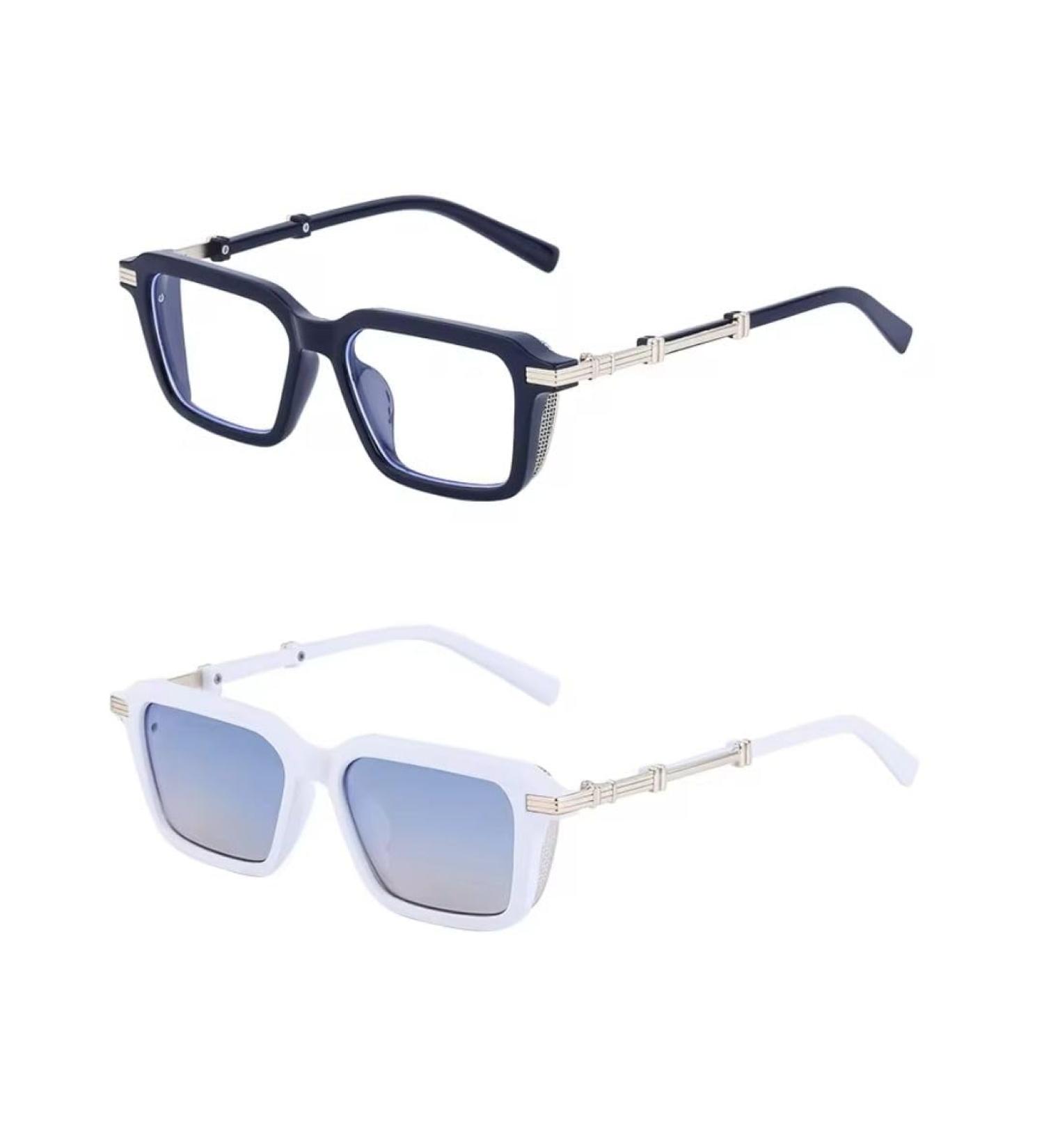 Zassa215 - 2 Pack Blue Light Blocking Glasses & Vintage Sunglasses for Men & Women | Fashion Anti-Glare Computer Glasses & UV400 Shades - Buy Online on GoSupps.com