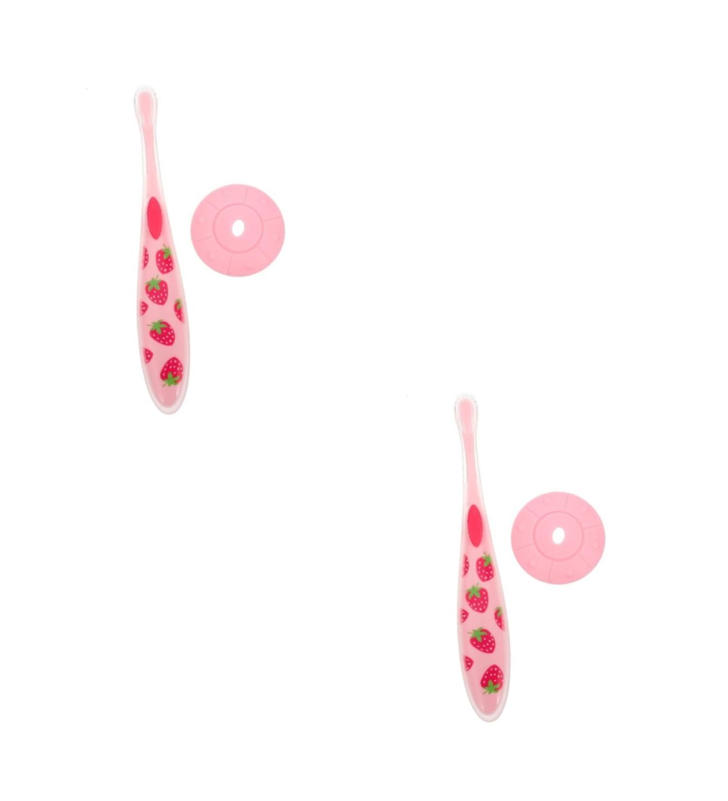 Tovinanna 2-in-1 Baby Toothbrush & Tongue Cleaner - Silicone Finger Brush for Babies | Travel Accessories | Pink - Buy Online on GoSupps.com