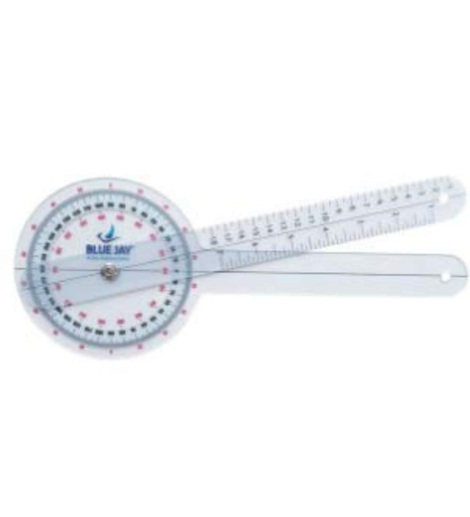 Blue Jay an Elite Healthcare Brand Take a Range Check Clear Plastic Goniometer | 360 Degree Occupational Therapy | 12 inch Physical Therapy Aids