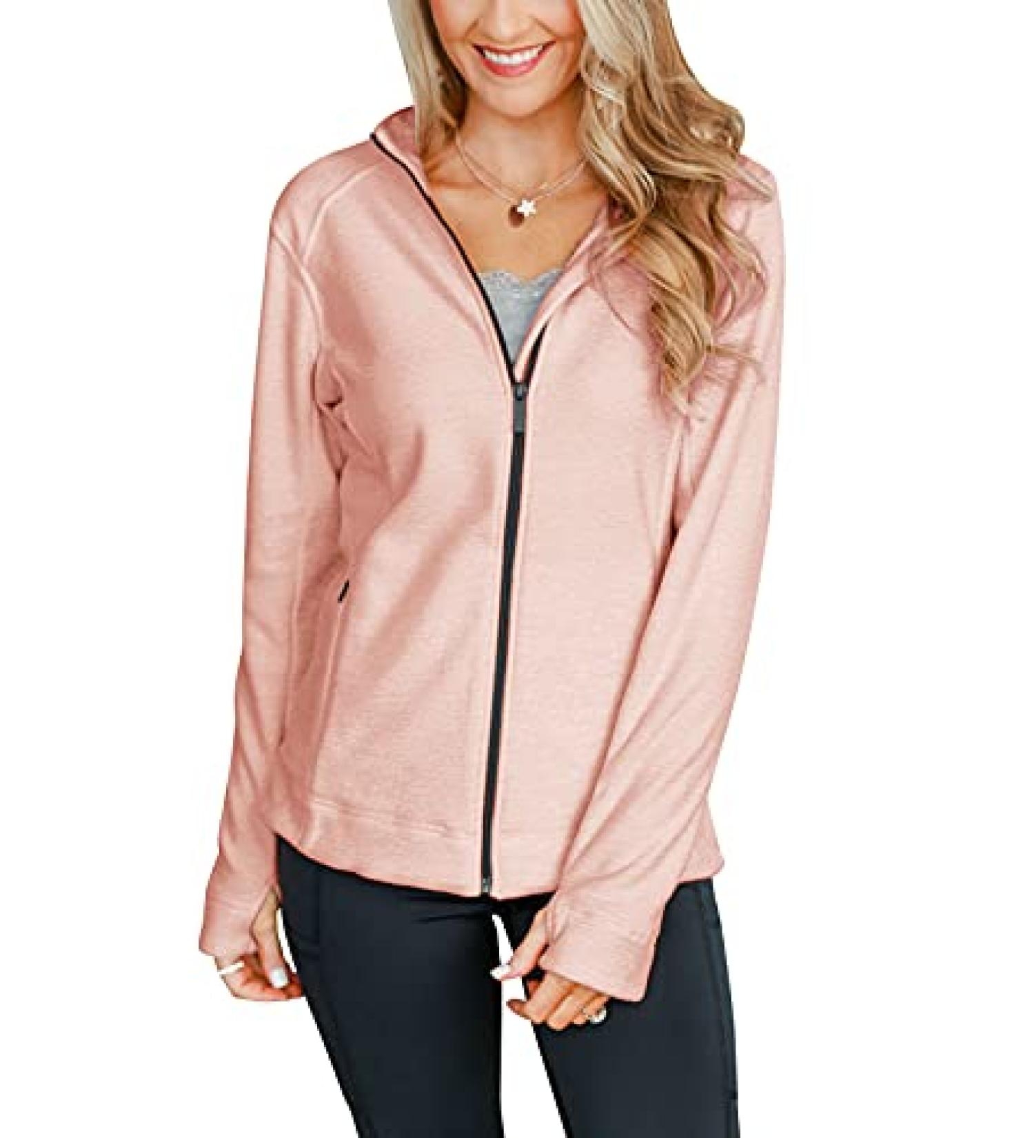 Bingerlily Women's Pink XX-Large Running Jacket with Pockets - Full Zip Athletic Top - Buy Online on GoSupps.com