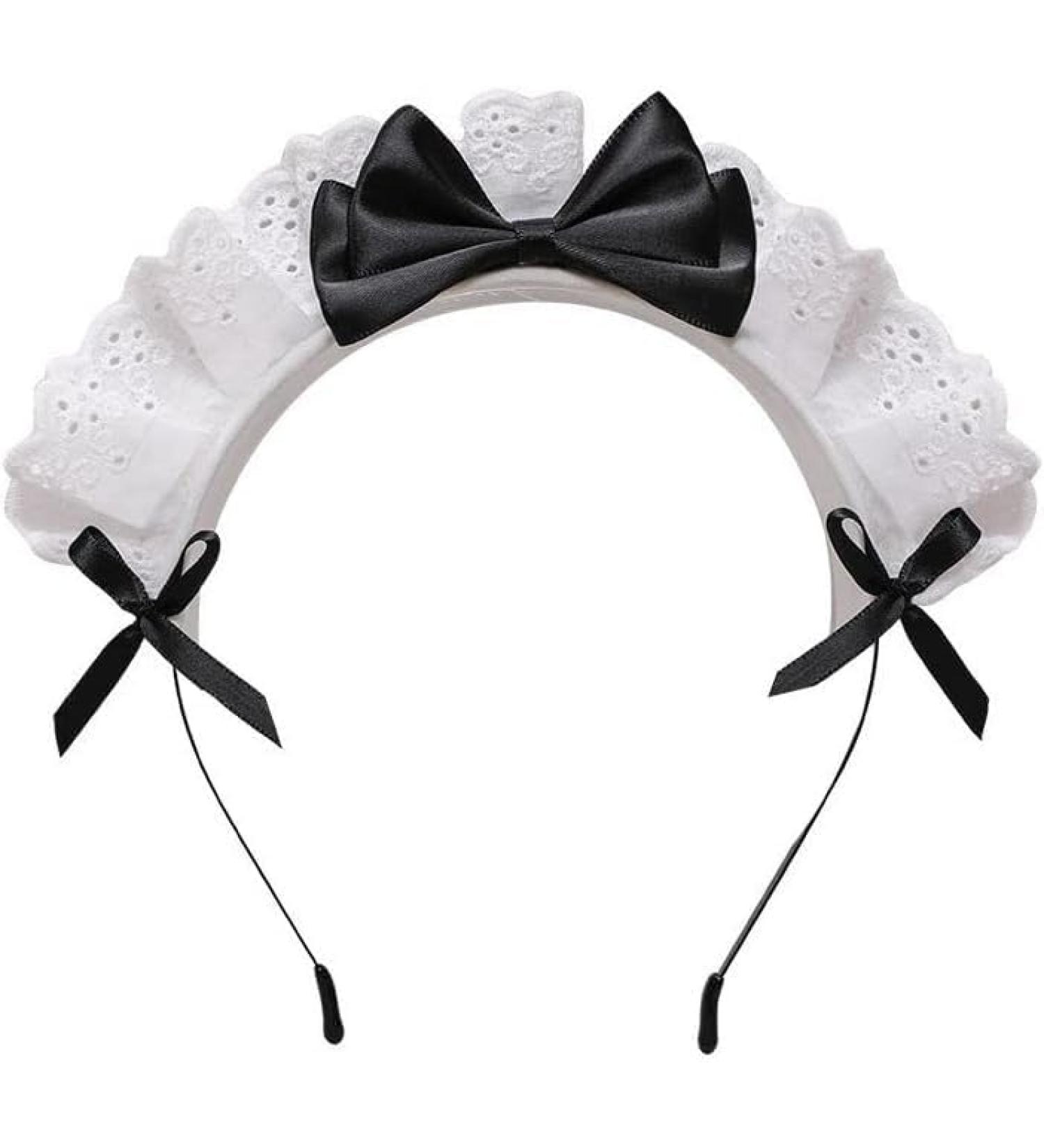 Black Women Girls Lolita Headband Lace Bow Hair Band Maid Anime Cosplay Headwear Ribbon Bowknot Cute Hair Band Party Hair Accessories Women's Fashion Headbands Hair Care - Buy Online on GoSupps.com