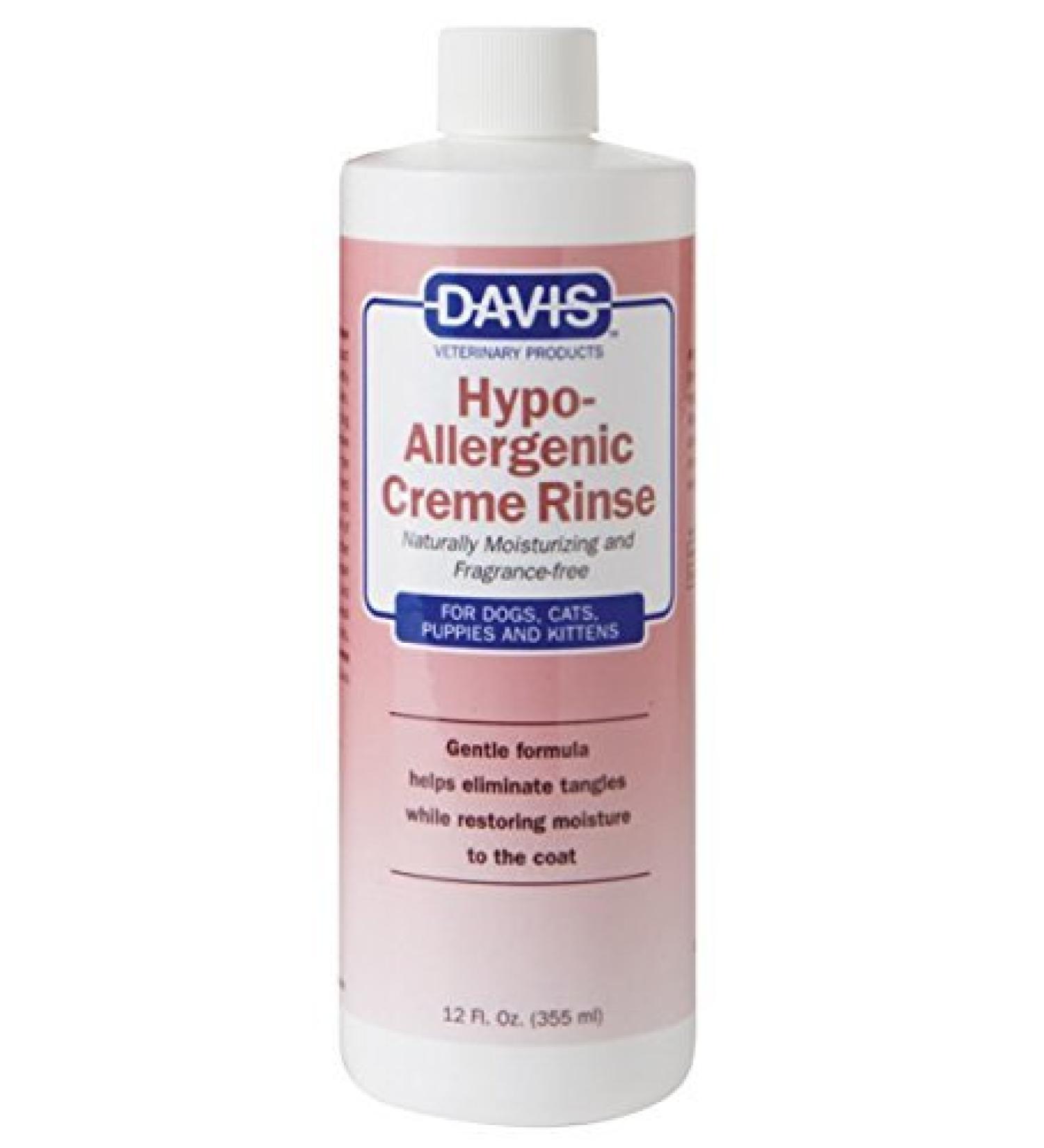 Davis Manufacturing Hypoallergenic Pet Crme Rinse, 12 oz, White (HCR12)