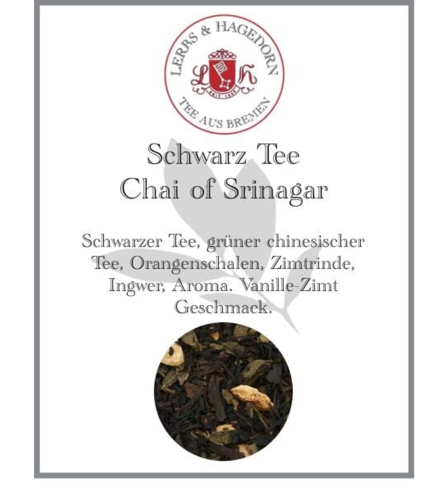  Lerbs & Hagedorn Lerbs & Hagedorn Chai of Srinagar Black Tea | Vanilla-Cinnamon Flavor 250g (approx. 20 liters) Orange Zest Cinnamon Bark - Buy Online on GoSupps.com