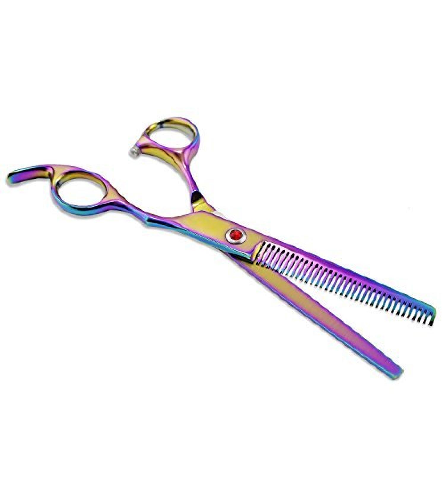 Aussel 7 Inch Professional Pet Dog Grooming Scissors Comb (5 Colorful Thinning Scissor)