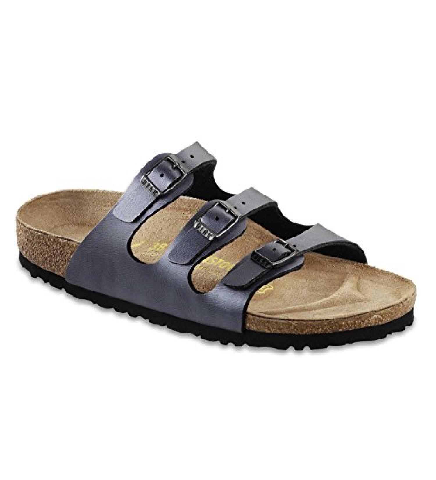 Birkenstock Women's Florida Birko-Flor Sandal 5-5.5 Bf Ice Pearl Onyx