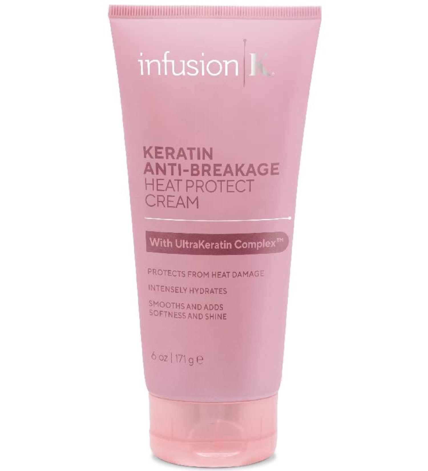 Infusion K Blow Dry Thermal Protect Cream - UltraKeratin Complex | Heat Protectant for Anti-Breakage | Hydrating & Damage Prevention | Smooth, Shine & Color Safe | Paraben & Cruelty Free | USA Made - 6 oz - Buy Online on GoSupps.com