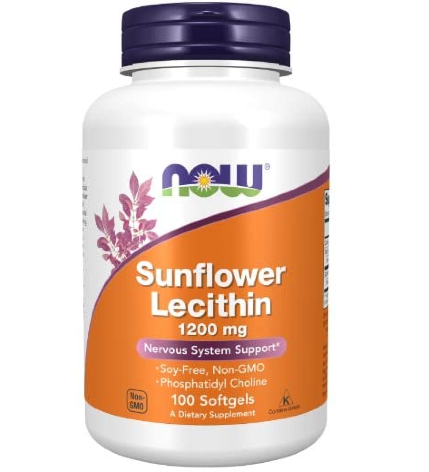 Now Foods Sunflower Lecithin 1200mg - 100 Softgels for Healthy Brain & Liver Support | International Shipping Available - Buy Online on GoSupps.com