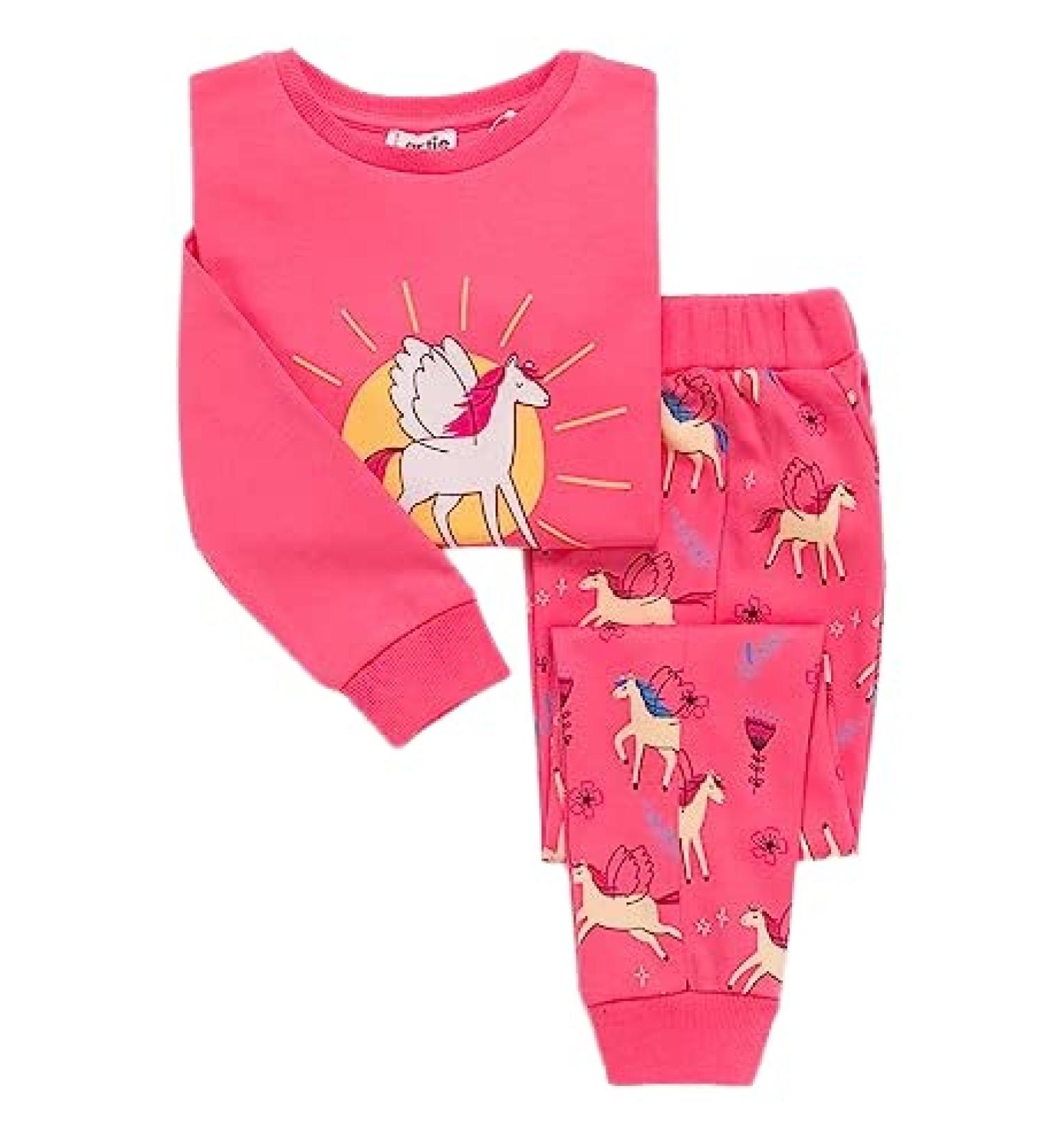 Artie Baby Girls Footless 100% Cotton Pajamas Set | Long Sleeve Nightwear for Kids | 2 Piece Outfit for 12M-8Yrs | Comfortable & Stylish | Pink, 5-6 Years - Buy Online on GoSupps.com