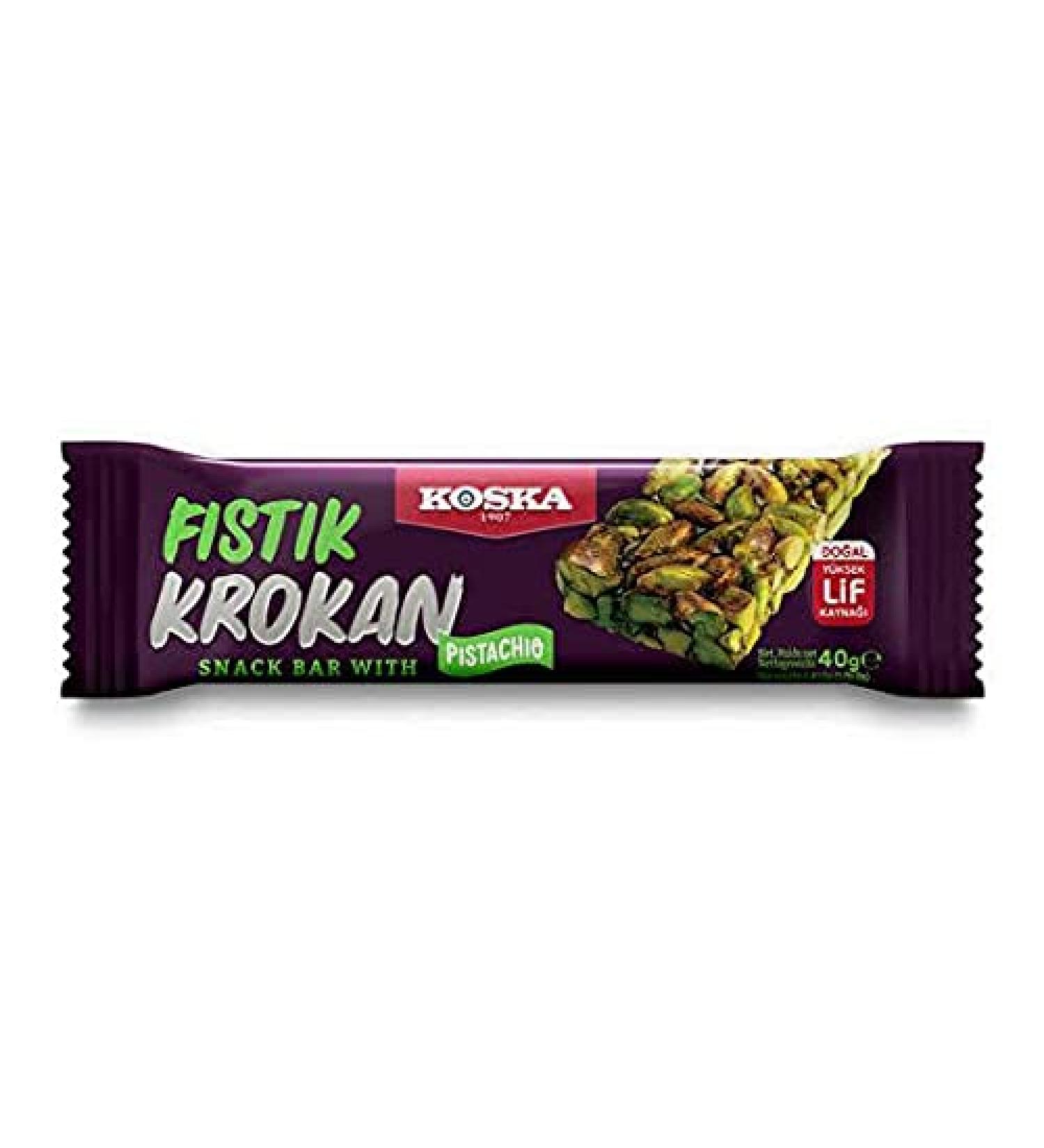 KOSKA Pistachio Snack Bar 12 Pieces - Display Box - 12x30g - Turkish Pstachios - Kosher & Halal Certified