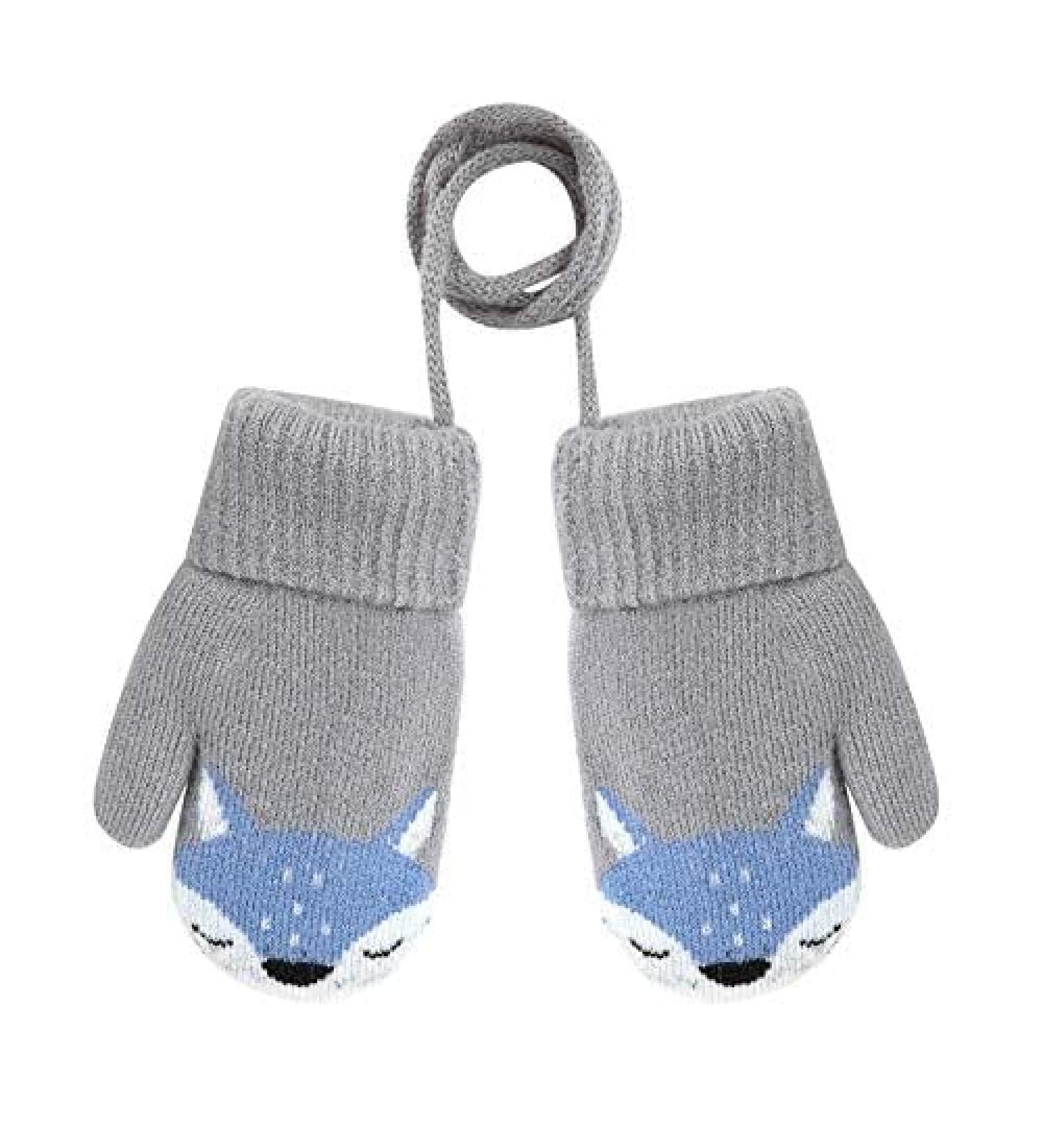 JIAHG Children's Winter Knit Gloves with String - Cute Cartoon Fox Kids Mittens for 1-3 Years Boys and Girls - Outdoor Warm Mitts for Cold Weather - Buy Online on GoSupps.com