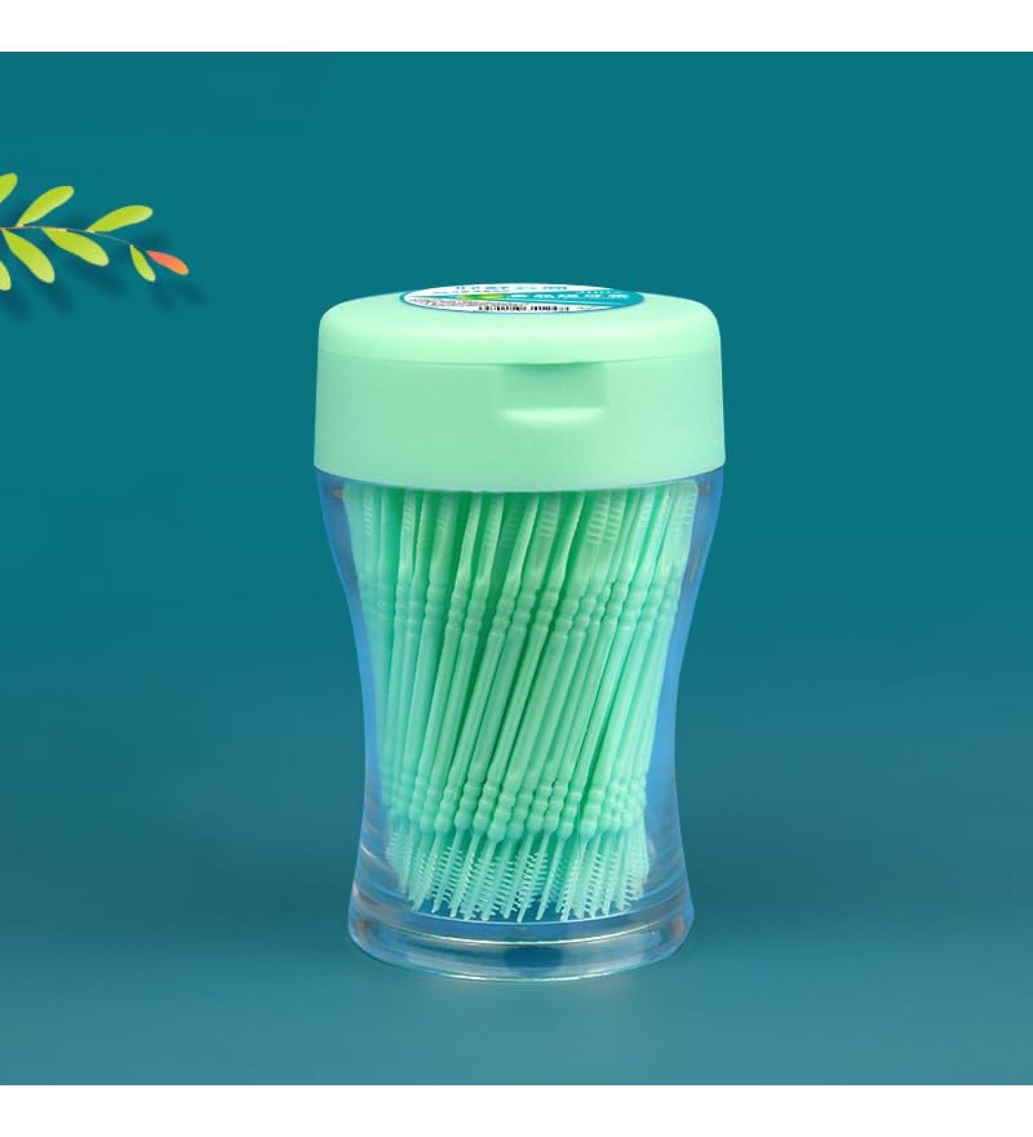AOYEAH 200pcs Double Headed Toothpicks - Household Plastic Toothpicks for Easy Grabbing & Cleaning - Green Bypass Bottle | International Shipping Available - Buy Online on GoSupps.com
