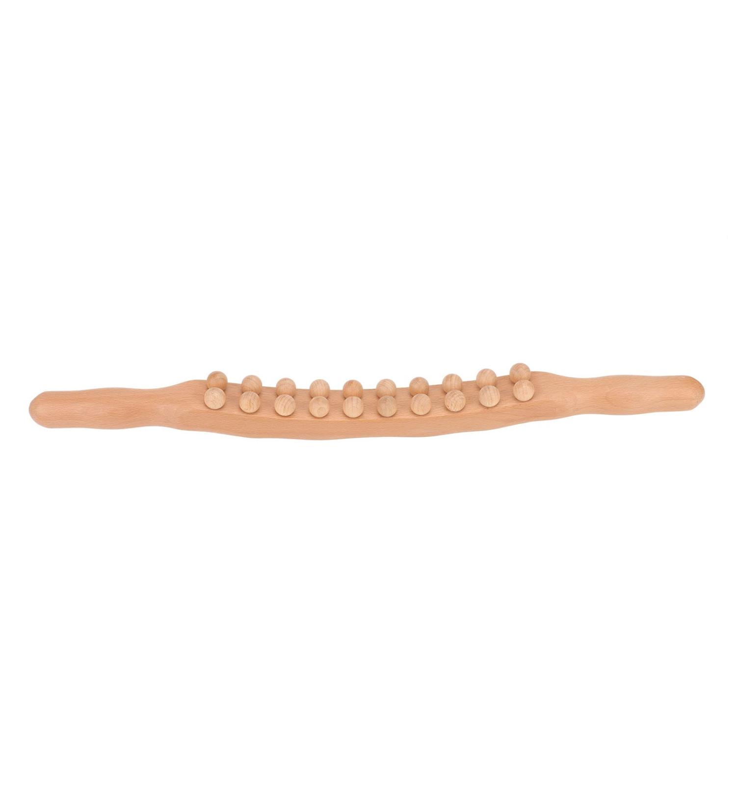 Wood Scratch Back Massage Roller - Two-Row 20 Pearl Lymphatic Drainage Device for Neck & Back Relief - Buy Online on GoSupps.com