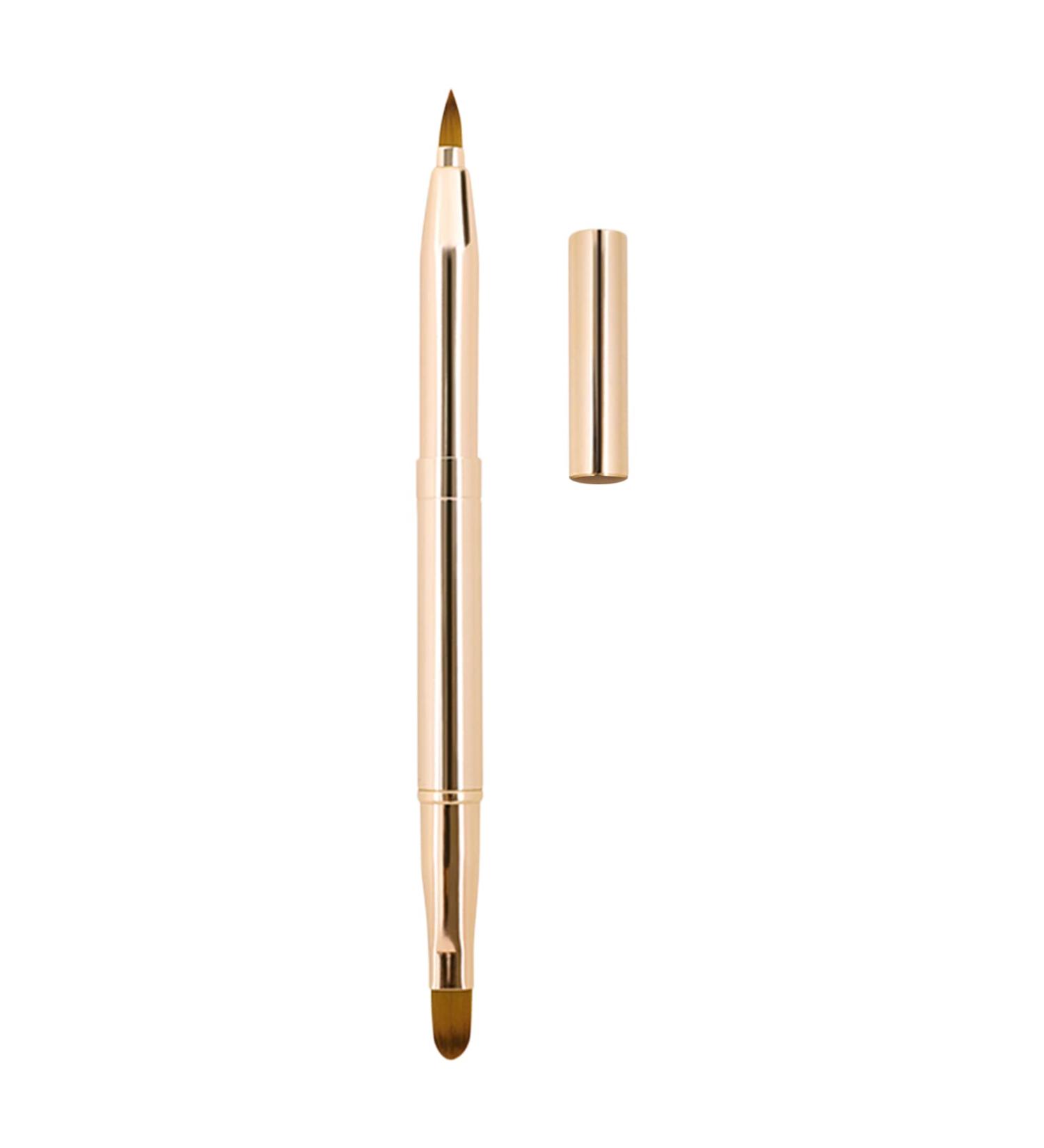 Arqumi Retractable Double-Ended Lip Makeup Brush | Lightweight Lipstick & Gloss Applicator with Protective Lid | Travel & Daily Use | Gold - Buy Online on GoSupps.com
