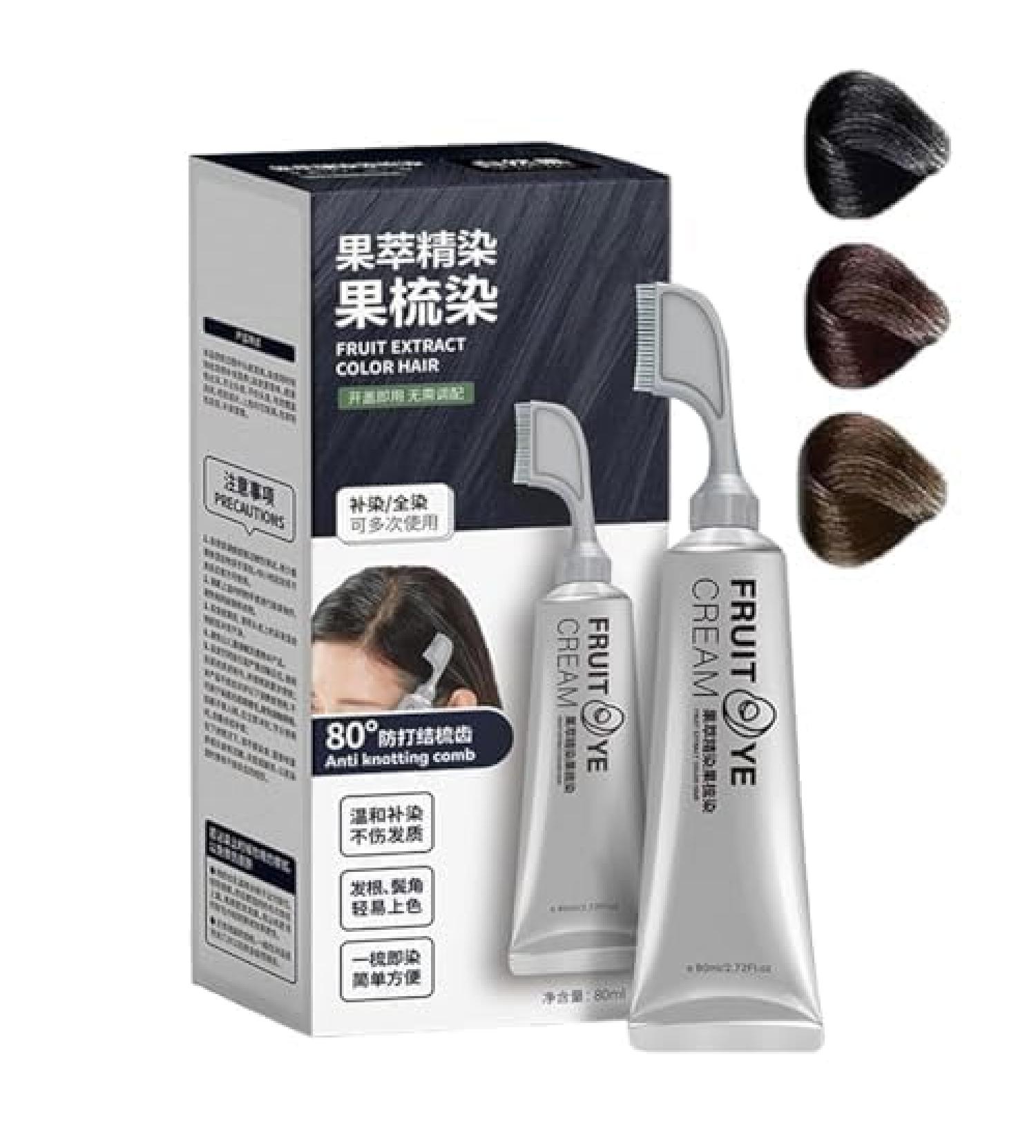 Shop Black Fruit Hair Dye - Natural Chestnut Brown Unisex Dyeing Cream with Comb for Effortless DIY Color - International Shipping Available - Buy Online on GoSupps.com