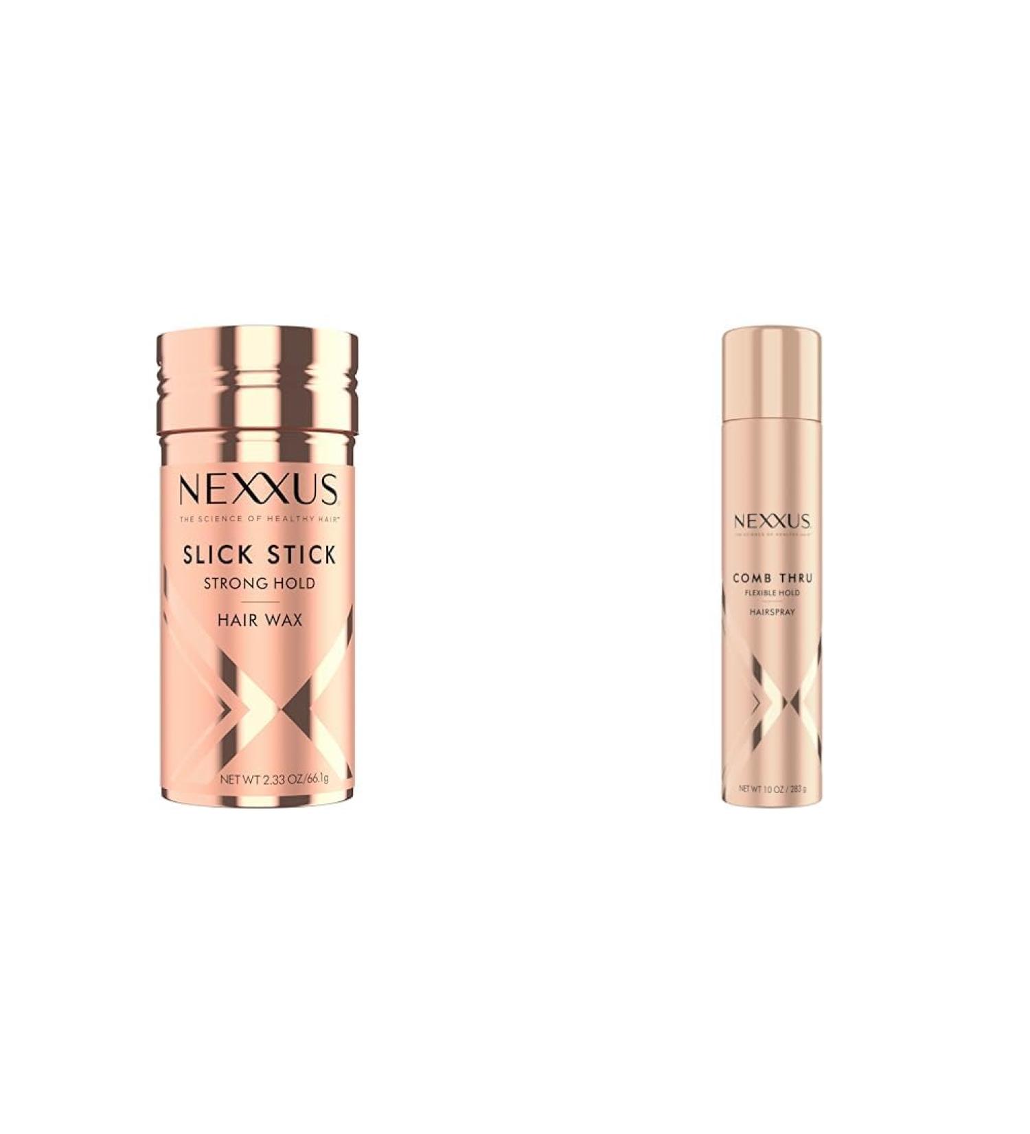 Nexxus Strong Hold 2.33oz Hair Wax Slick Stick & 10oz Comb Thru Finishing Spray for Simply Sleek Style with Volume Hair Styling Agent + Finishing Spray - Buy Online on GoSupps.com