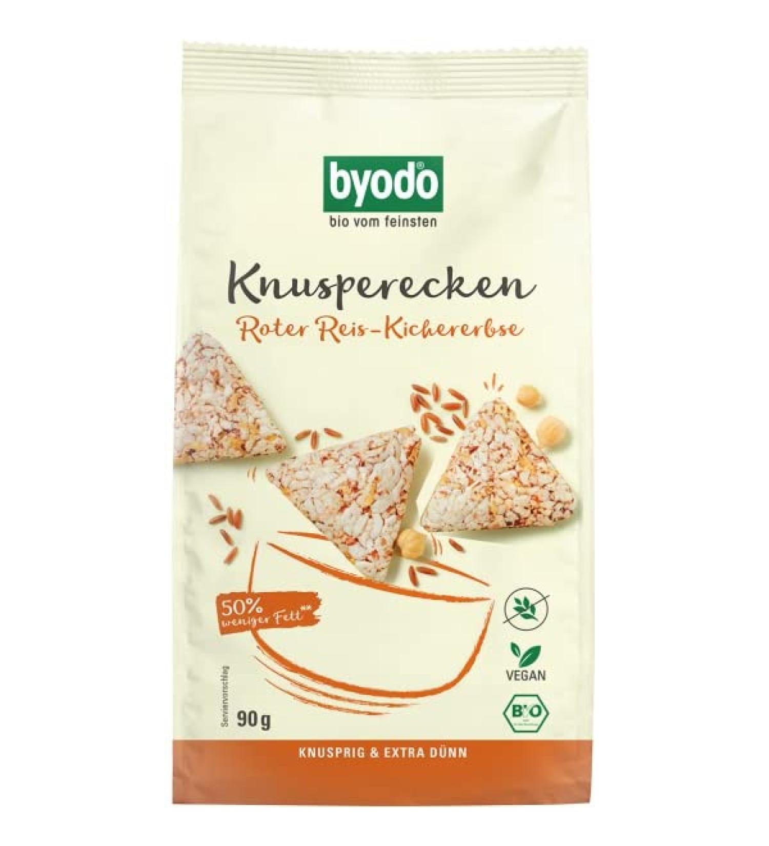 BYODO BIO BIO CREEN ROOD REIS KICHERBSE nutty-oriental taste 50% less fat vegan & gluten-free perfect for hummus & curry mango sauce 90g pack