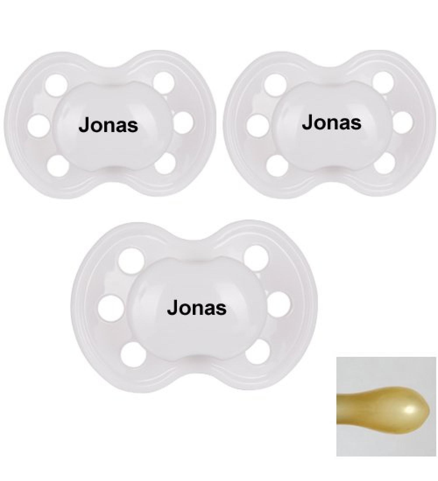 BabyNova pacifier with name symmetrical latex size 2 (white) (pack of 3)