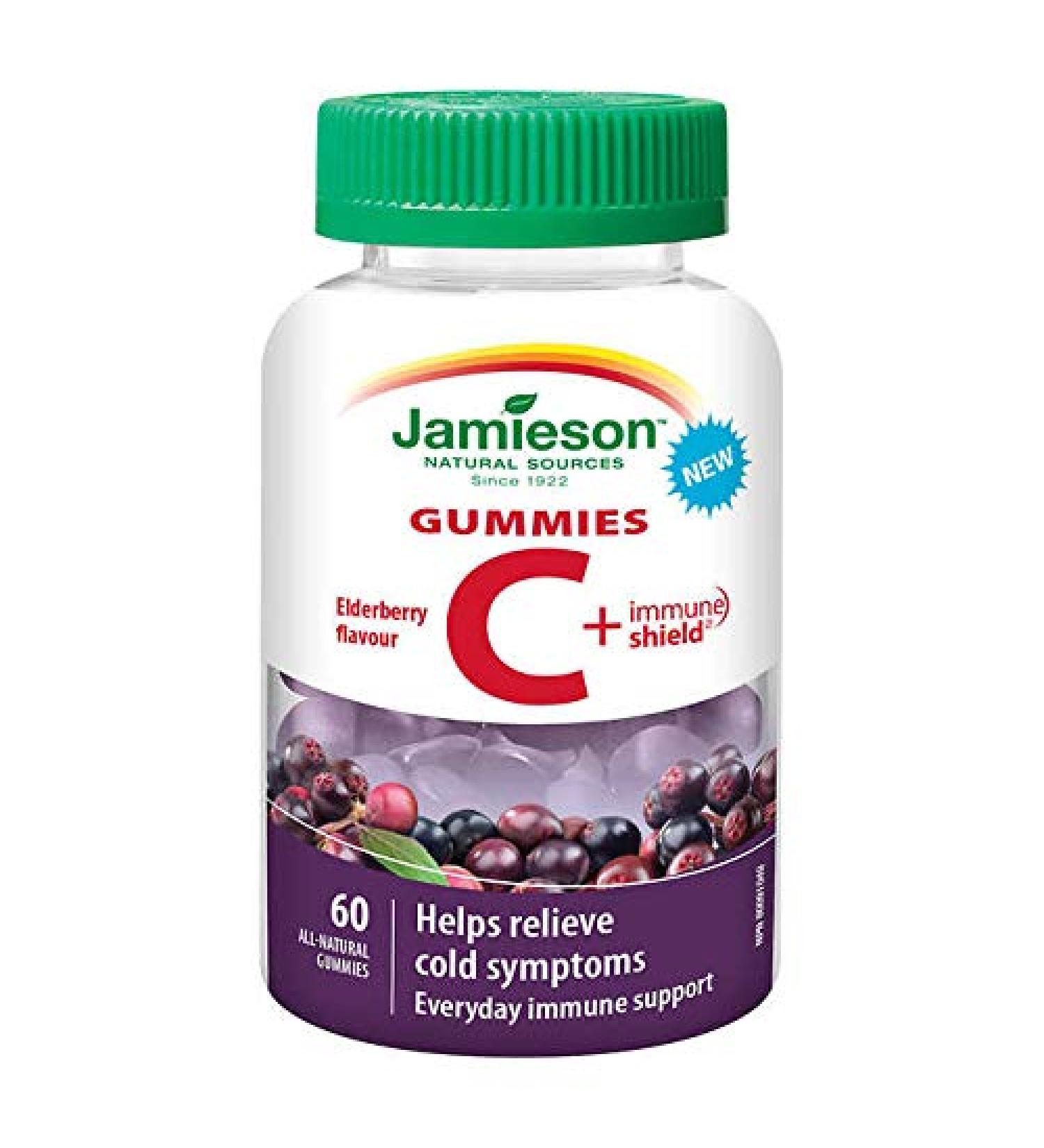 Jamieson Vitamin c + Immune Shield Gummies Elderberry Flavour 60 Count