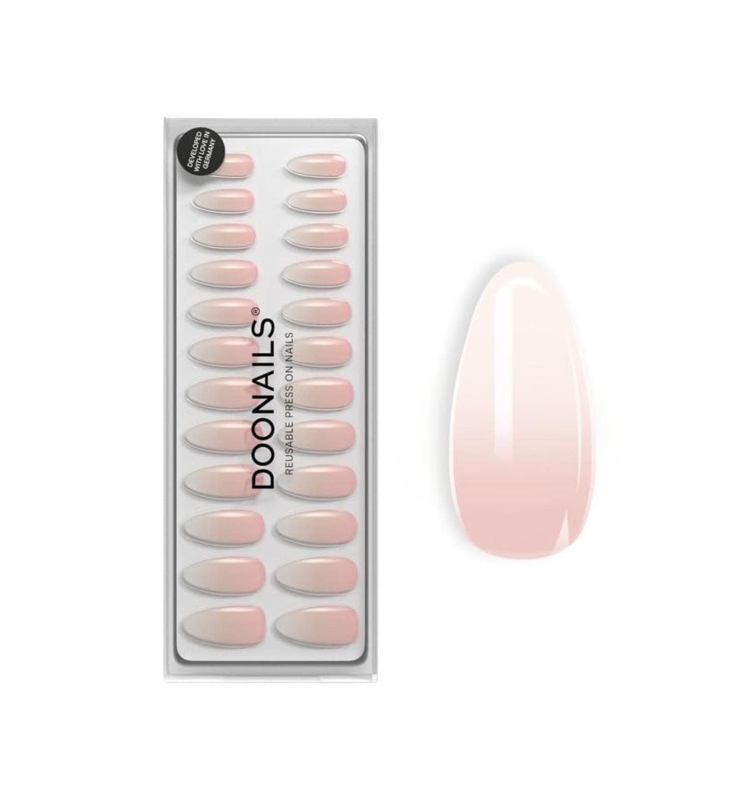 Doonails Soft Gel Press On Nails 30 Set - Babyboomer Almond Ombre - Salon Quality Full Cover Fake Nails - Medium Natural Fit - Buy Online on GoSupps.com