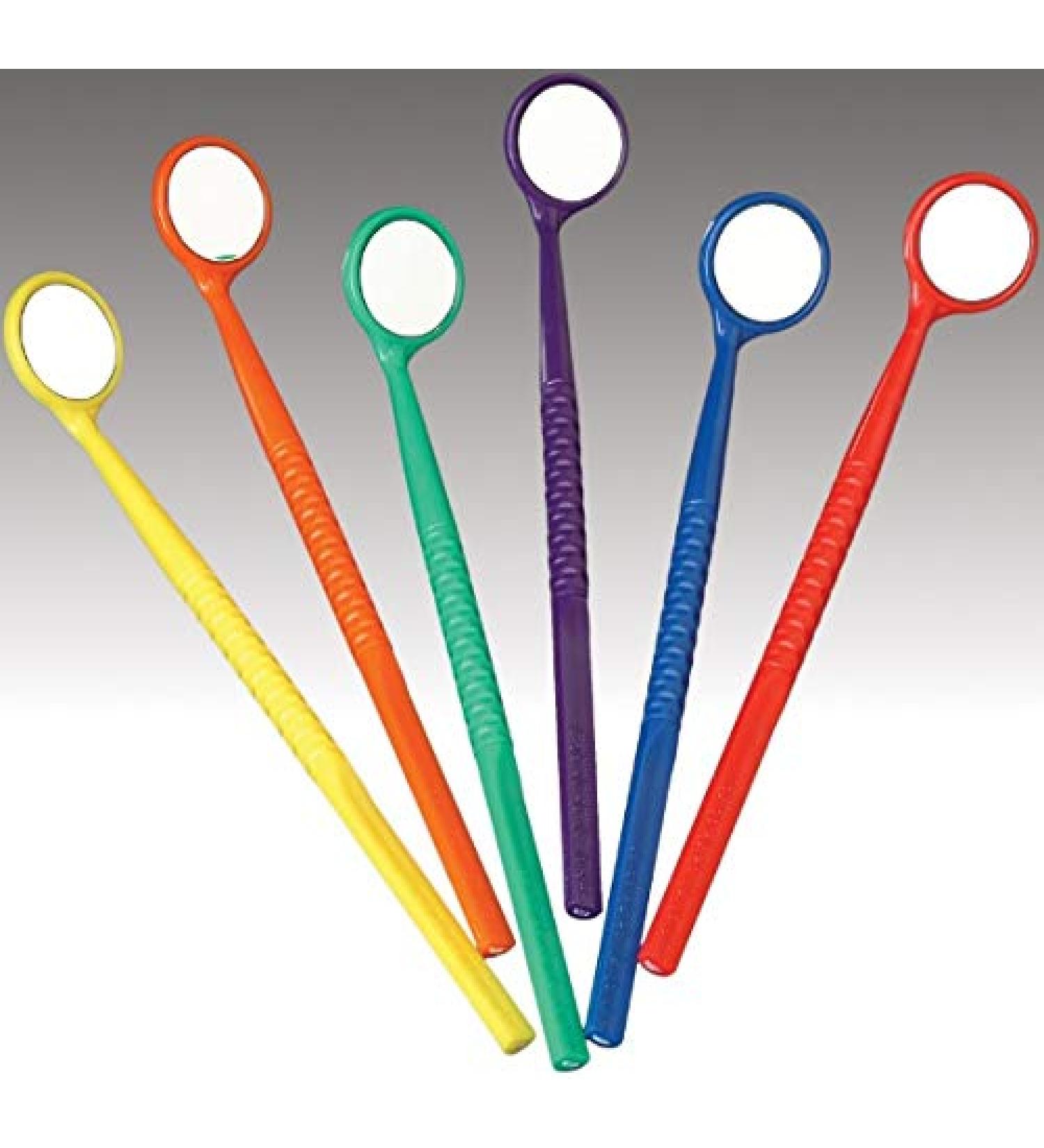 Plasdent Disposable Mouth Mirrors (48 PCS) Assorted Colors  Front Face Mirror with Millimeter Ruler