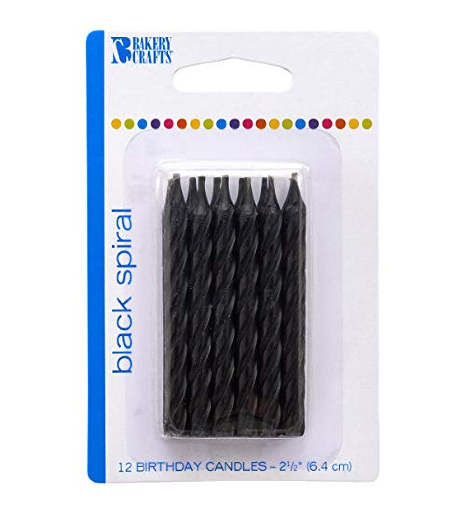 Spiral Black Candles 12 pcs 2.5 by Bakery Crafts"