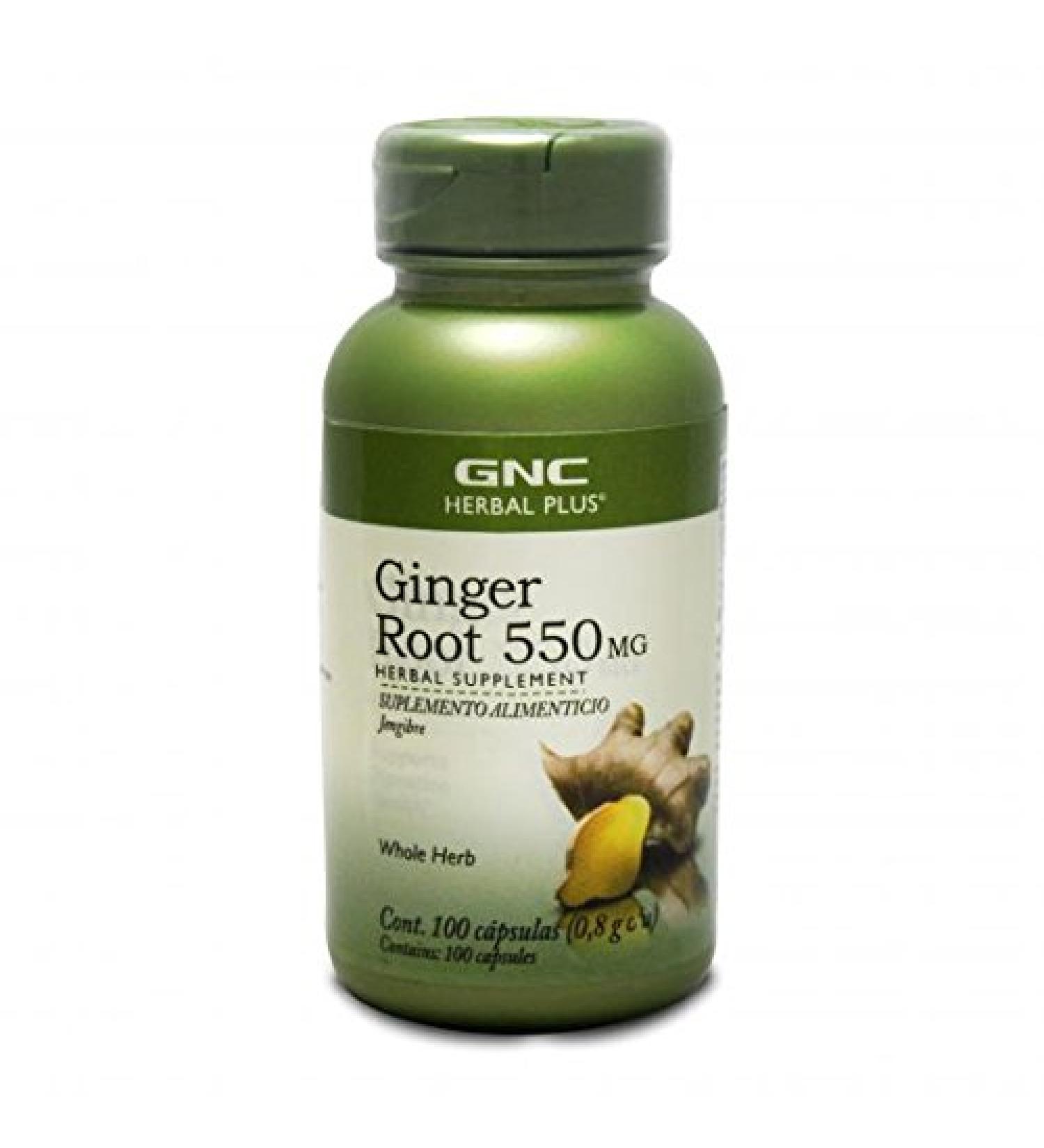 GNC Herbal Plus Ginger Root 550mg, 100 Capsules, Supports Digestive Health
